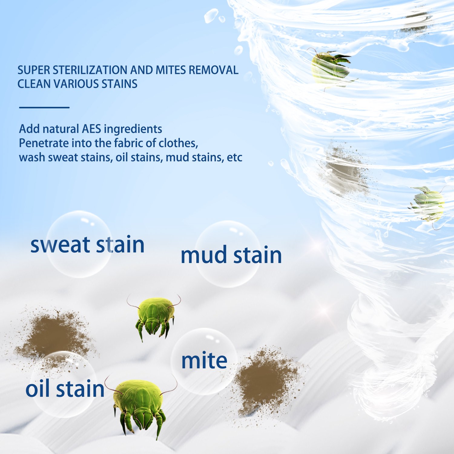 XST 1.8kgs Anti-mite washing powder Anti-bacterial & mite Laundry Detergent For machine Hand Washing of sheet laundry Clothing