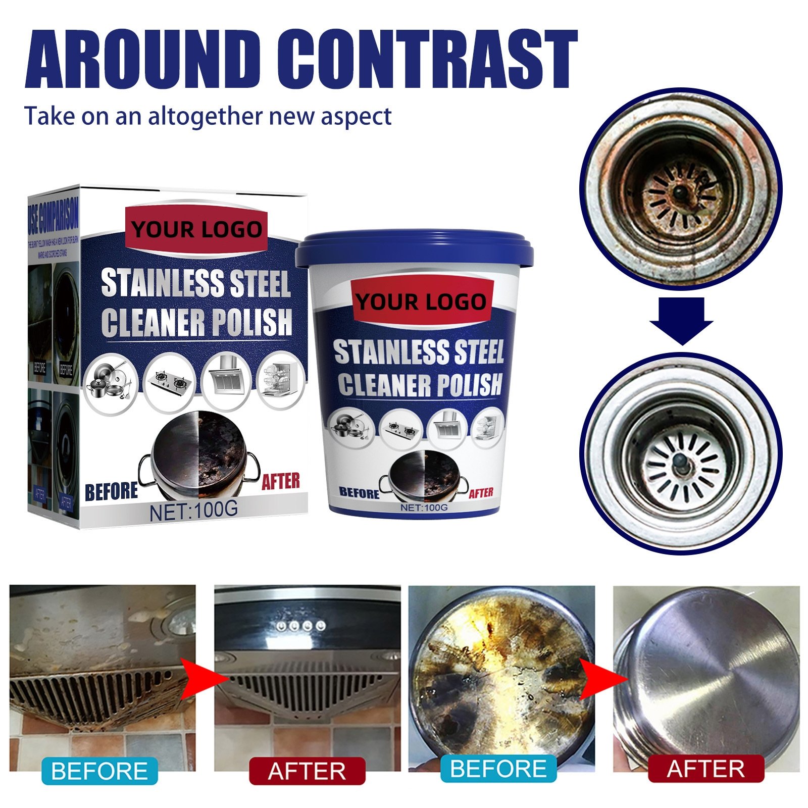 Factory Price Oven Cookware Oil Stain Cleaner Remove Burn Marks Stainless Steel Cleaning Paste