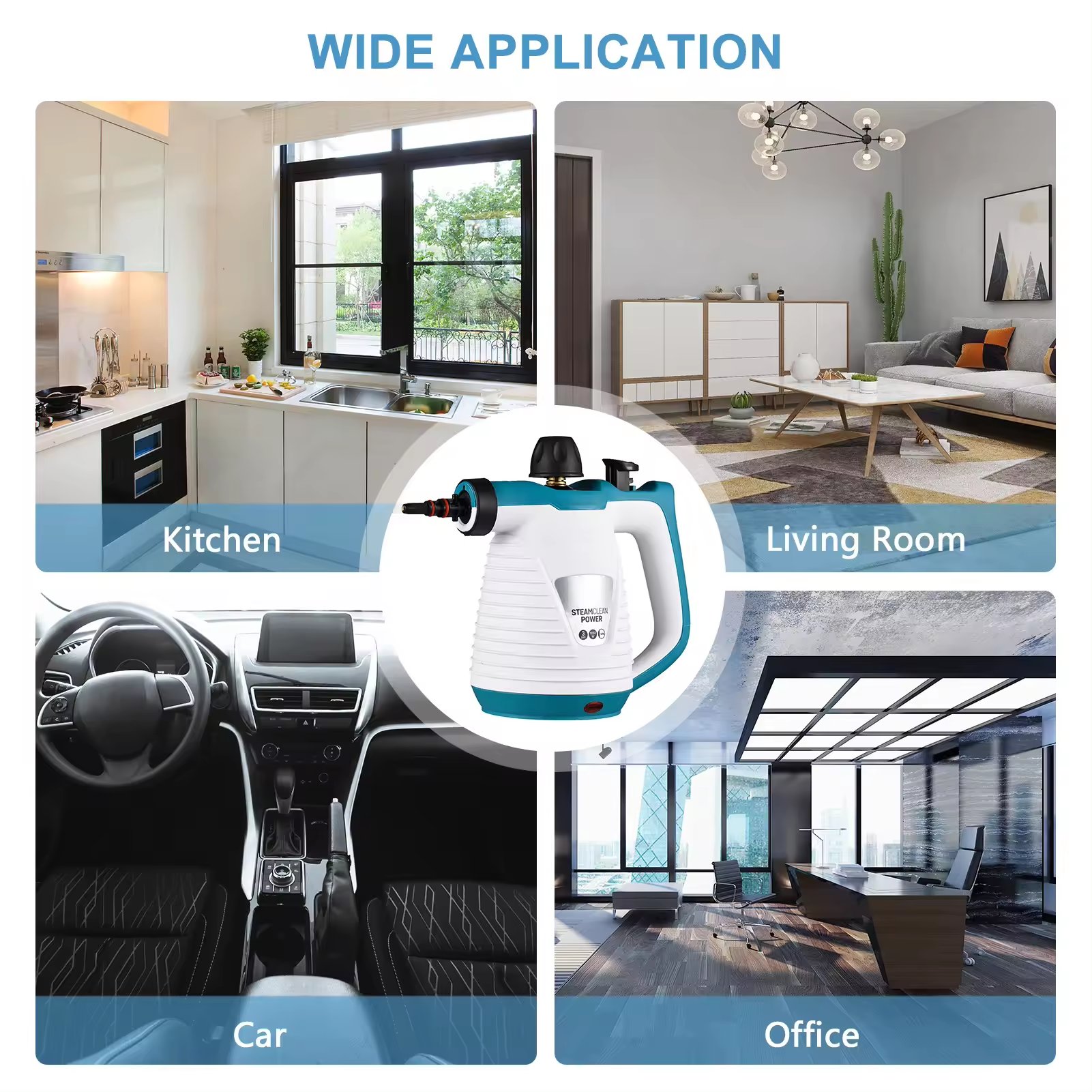 Customized Multi-Purpose Handheld Steam Cleaner with 9 Piece Accessories for Heavy Oil Stain Removal