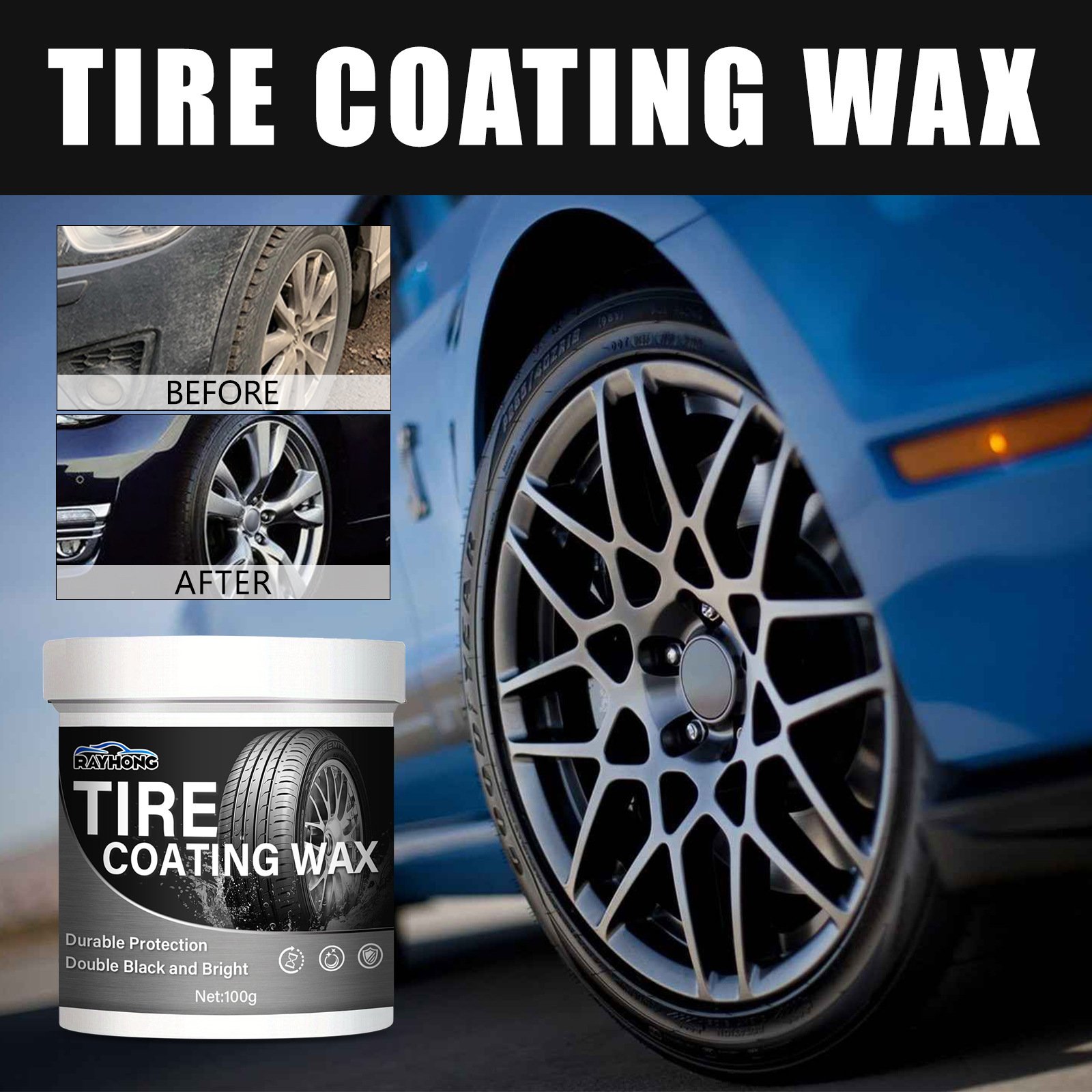 100g Car Tire Coating Wax Rust Removal Conversion Agent Cleaning Stain Remover Tire Cleaner Paste