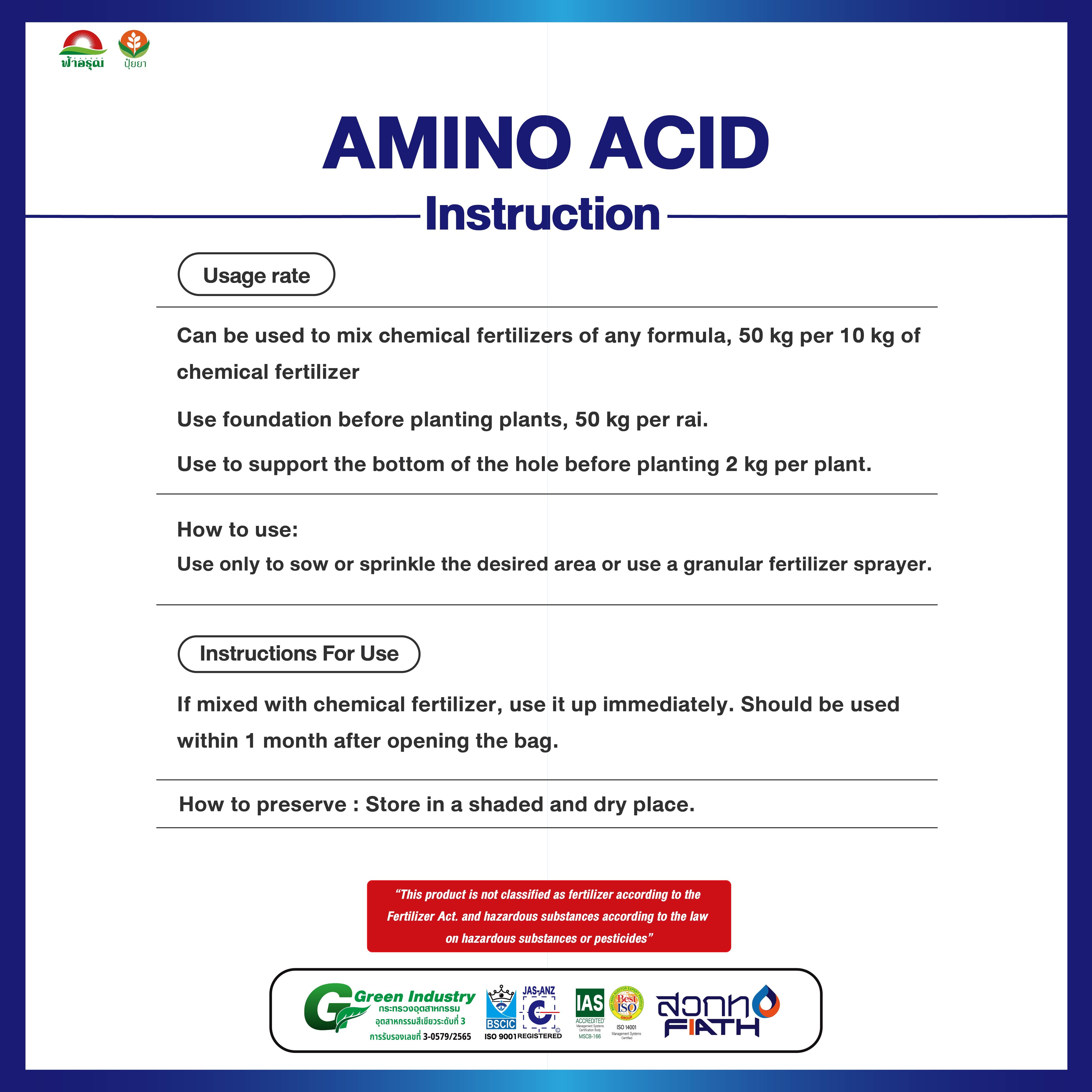 Organic Compost Amino Acid Granule Fertilizer Soil Conditioner for Plants Agriculture Directly from Thailand