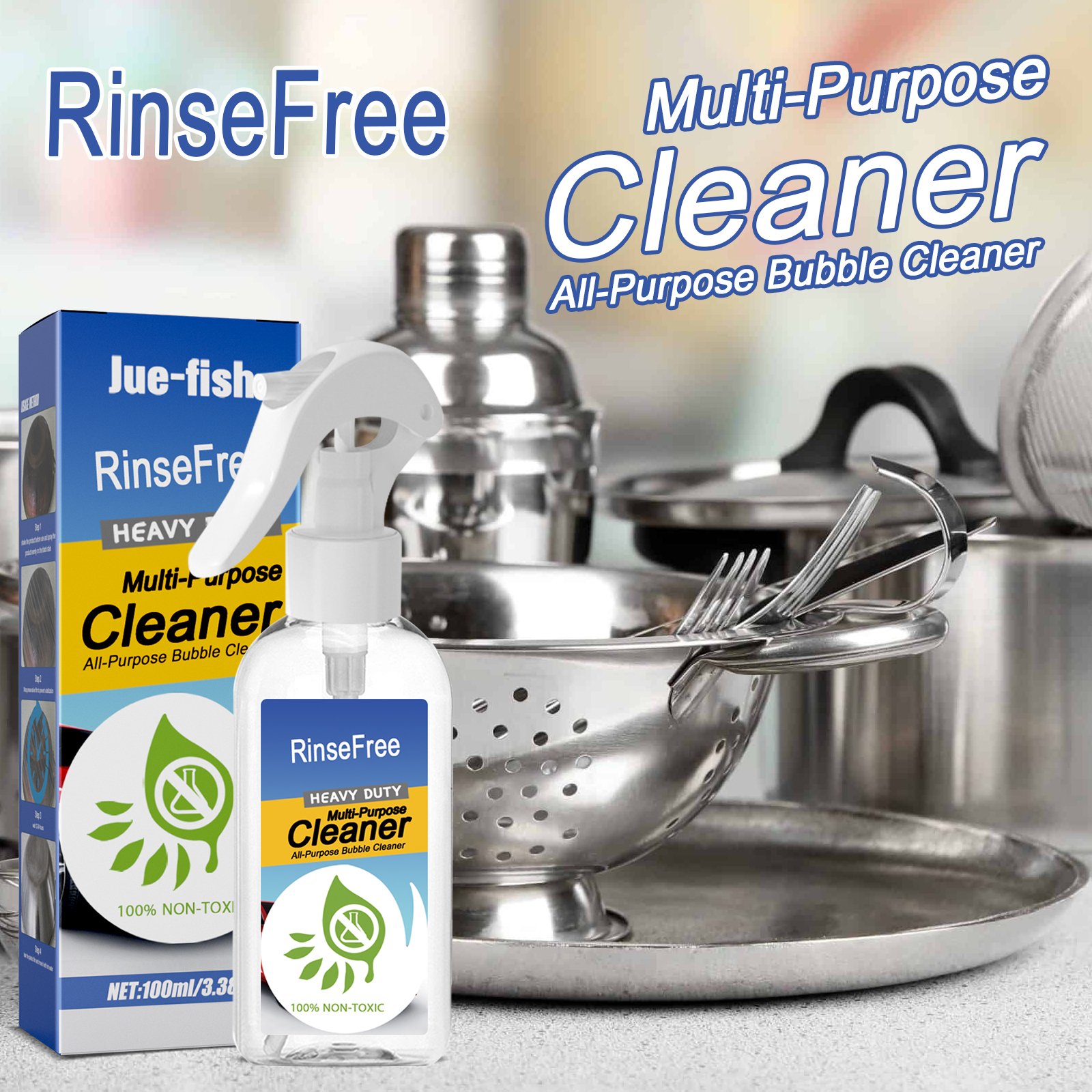 Jue-Fish OEM Kitchen Cleaner Spray Grease Degreaser Oil Remover Oil Stain Cleaning Gentle Stove Oven Cleaner