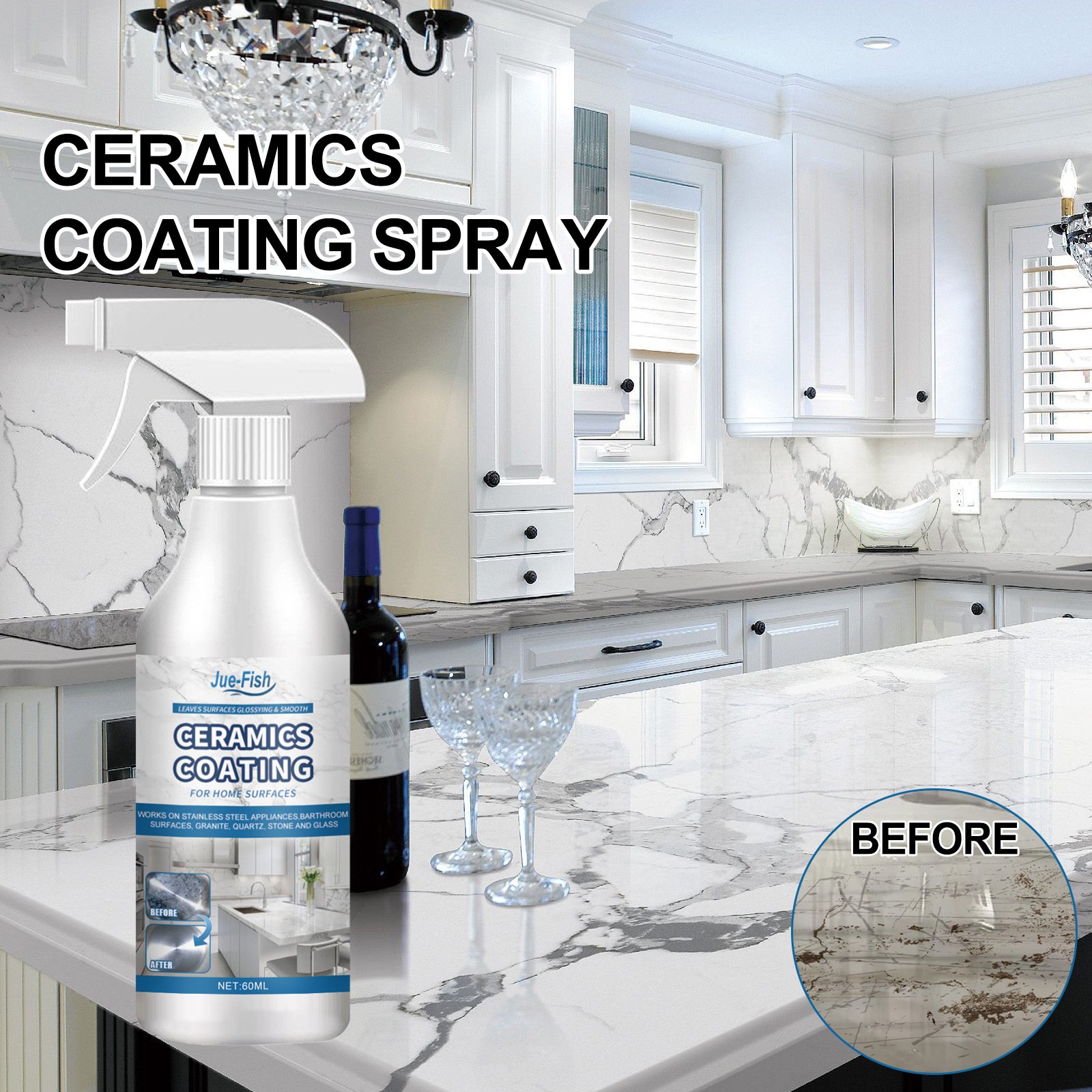 Jue-Fish Ceramic Coating Spray Oil Stains dirt Rust removal Kitchen multi-purpose cleaner Deep cleaning
