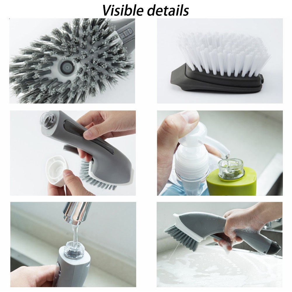 Creative Multifunctional Kitchen Pot Washing Brush Decontamination Remove Oil Stains Stove Brush With Liquid Soap Dispenser