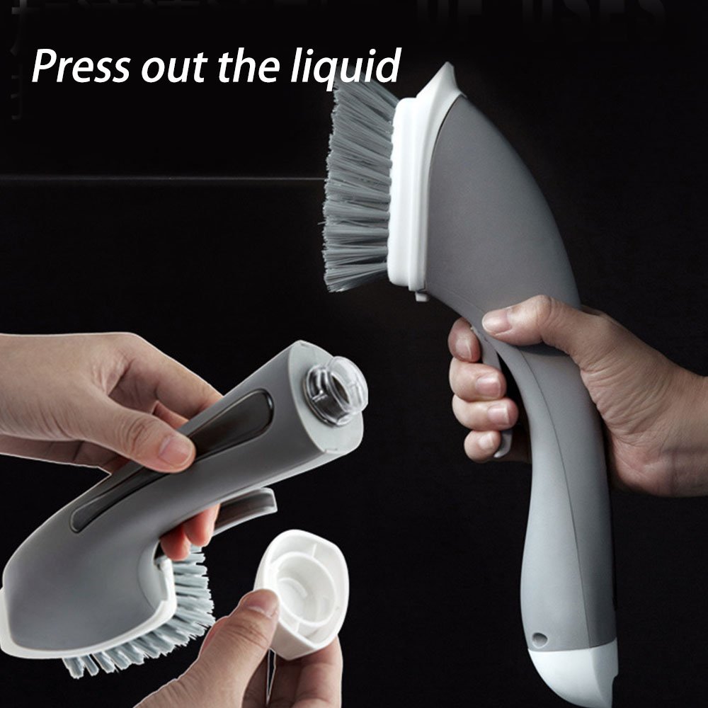 Creative Multifunctional Kitchen Pot Washing Brush Decontamination Remove Oil Stains Stove Brush With Liquid Soap Dispenser