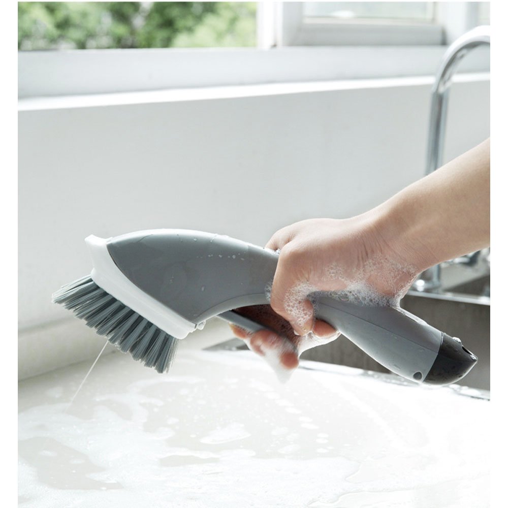 Creative Multifunctional Kitchen Pot Washing Brush Decontamination Remove Oil Stains Stove Brush With Liquid Soap Dispenser