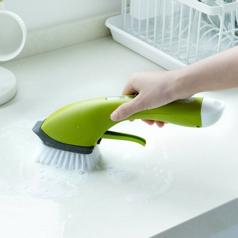 Creative Multifunctional Kitchen Pot Washing Brush Decontamination Remove Oil Stains Stove Brush With Liquid Soap Dispenser