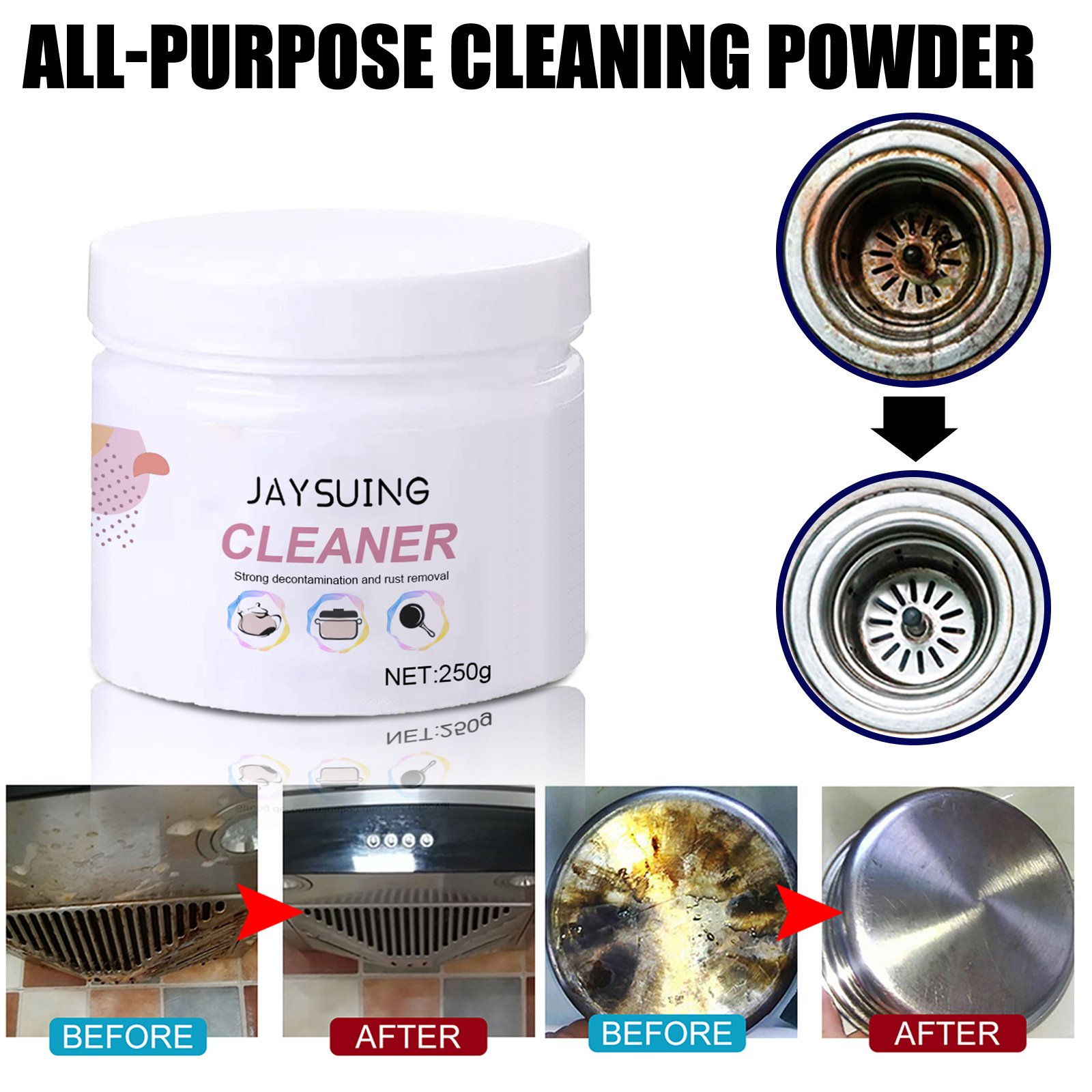 Jaysuing Kitchen Foam Cleaning Powder Heavy grease Descaling Clean multi-purpose kitchenware remove rust range hood