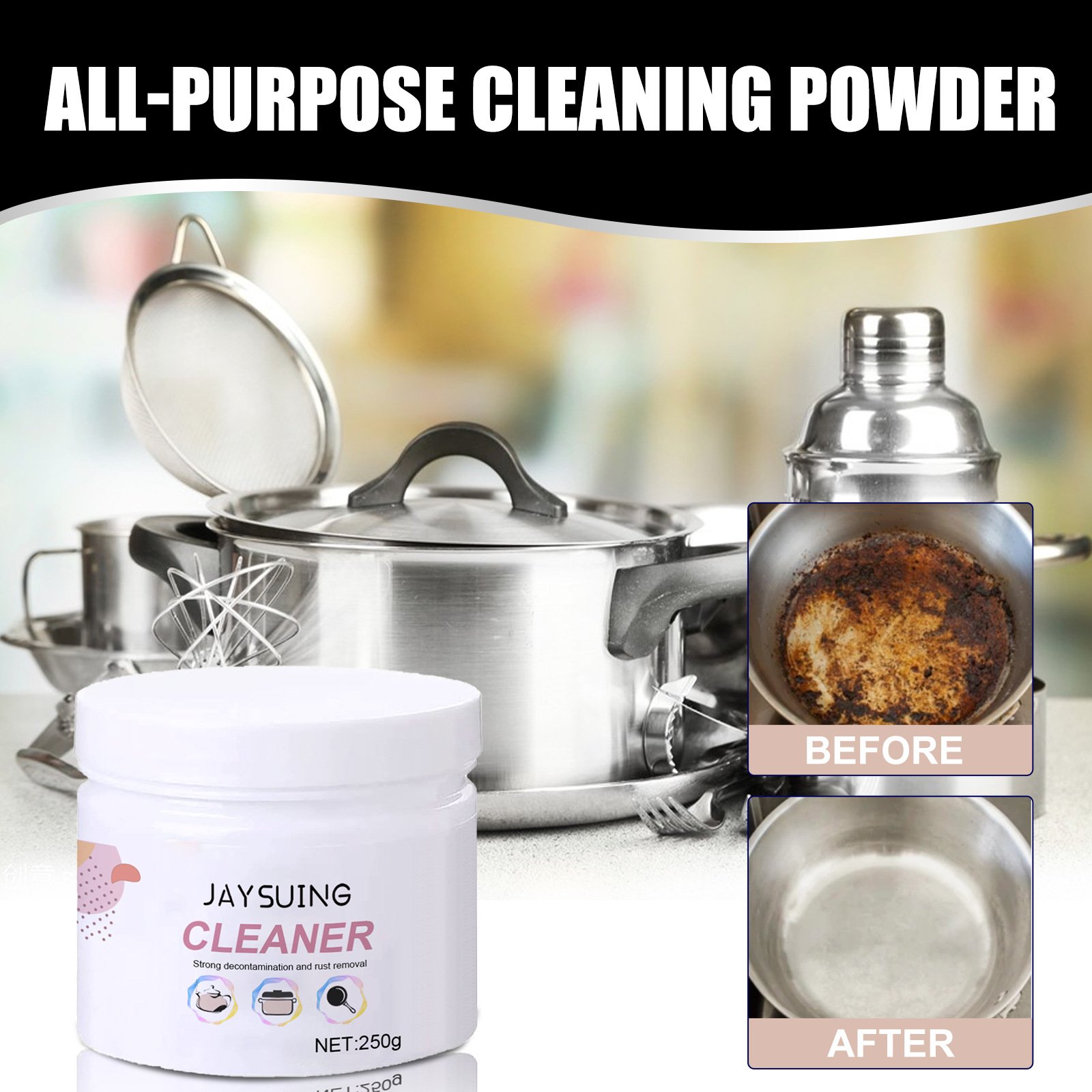 Jaysuing Kitchen Foam Cleaning Powder Heavy grease Descaling Clean multi-purpose kitchenware remove rust range hood
