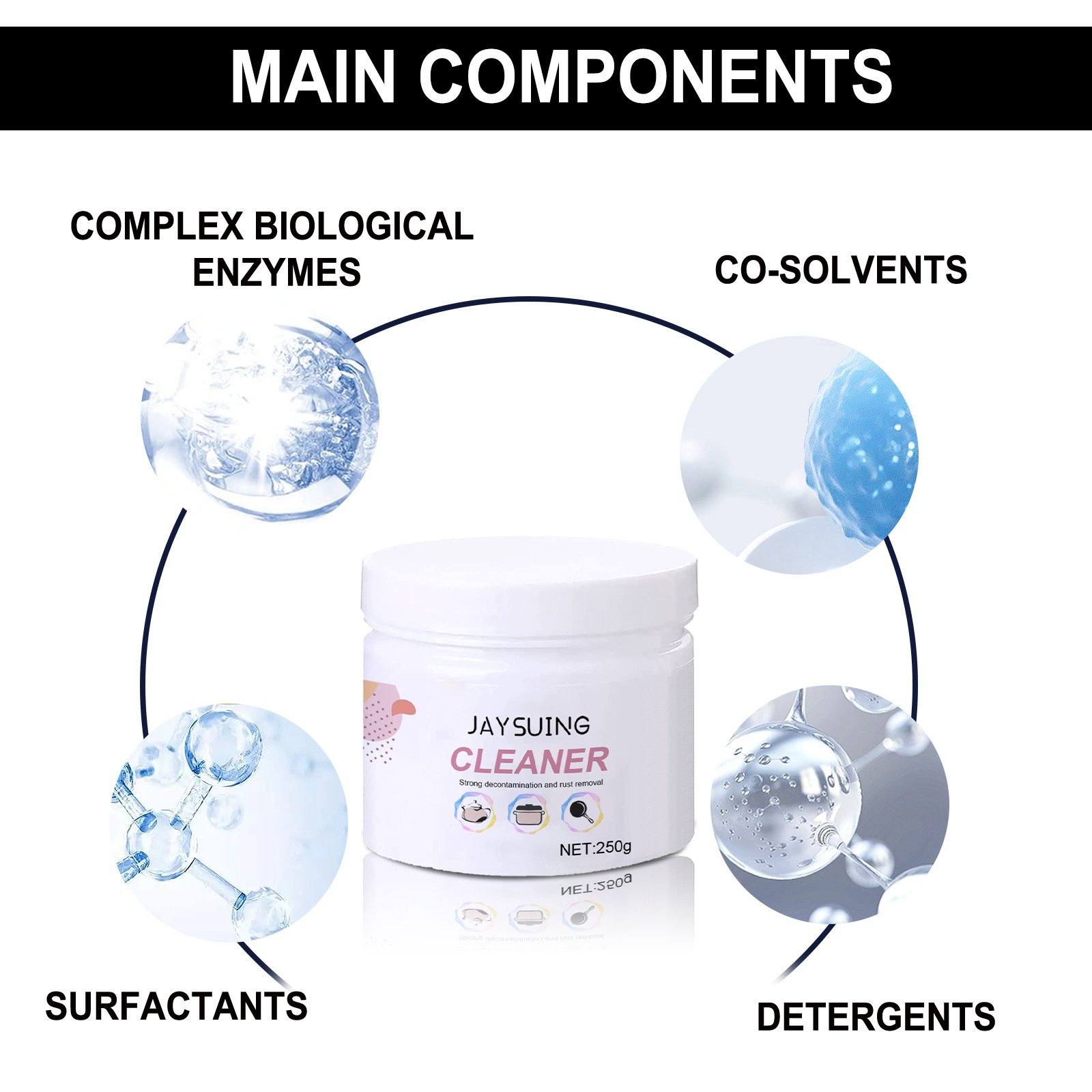 Jaysuing Kitchen Foam Cleaning Powder Heavy grease Descaling Clean multi-purpose kitchenware remove rust range hood