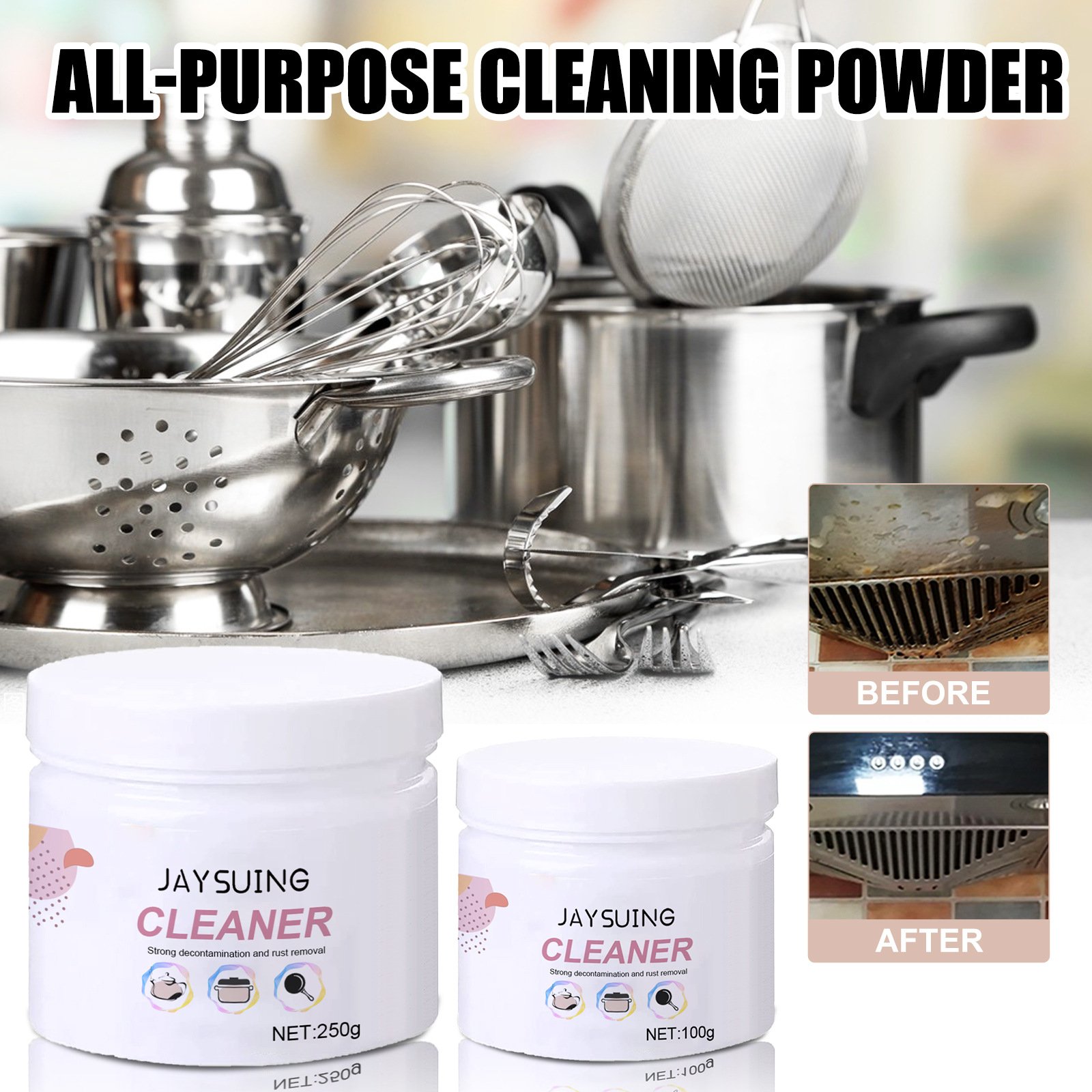 Jaysuing Kitchen Foam Cleaning Powder Heavy grease Descaling Clean multi-purpose kitchenware remove rust range hood