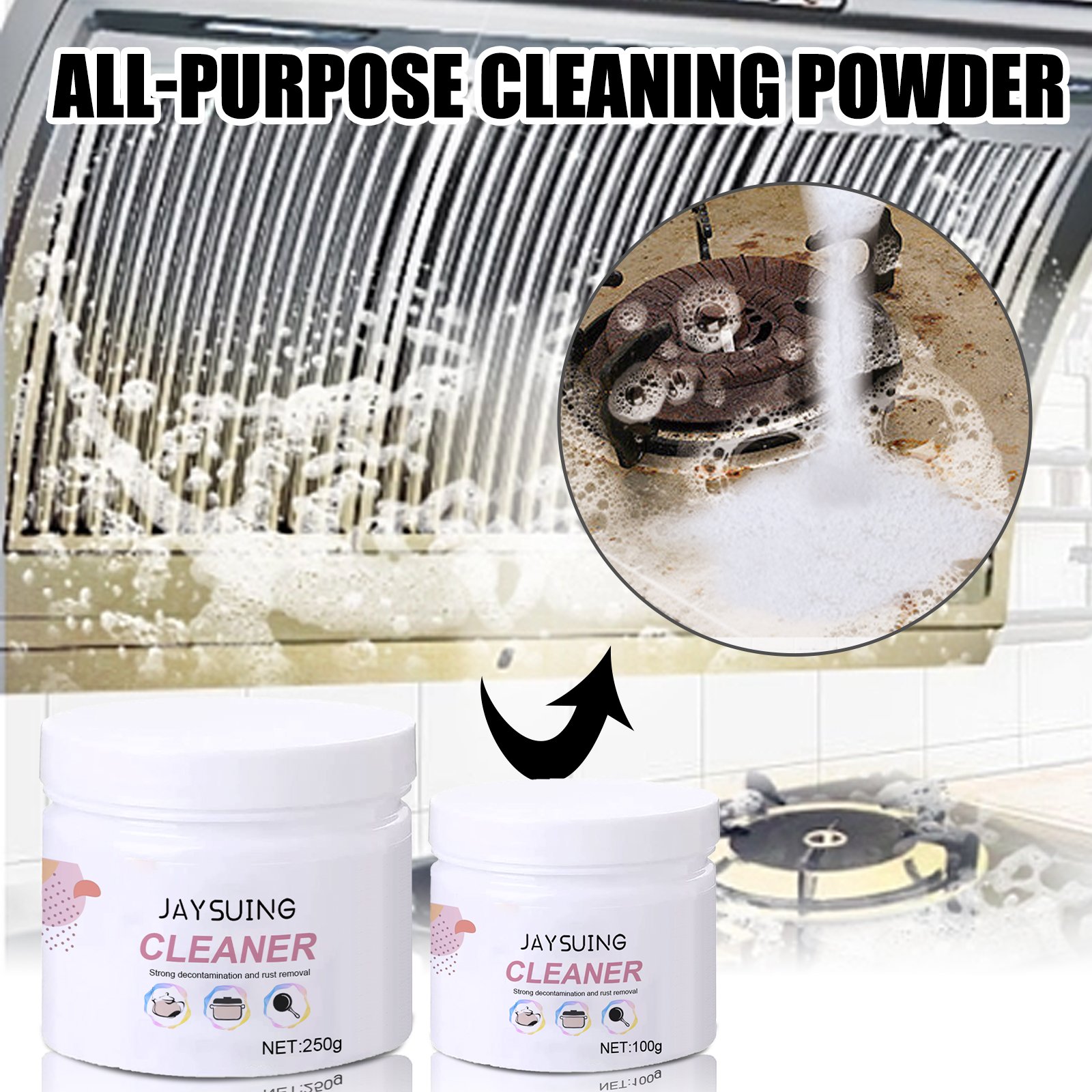 Jaysuing OEM&ODM Kitchen Cleaning Products Multipurpose Rust Remover Strong Cleaning Oil Cleaning Powder