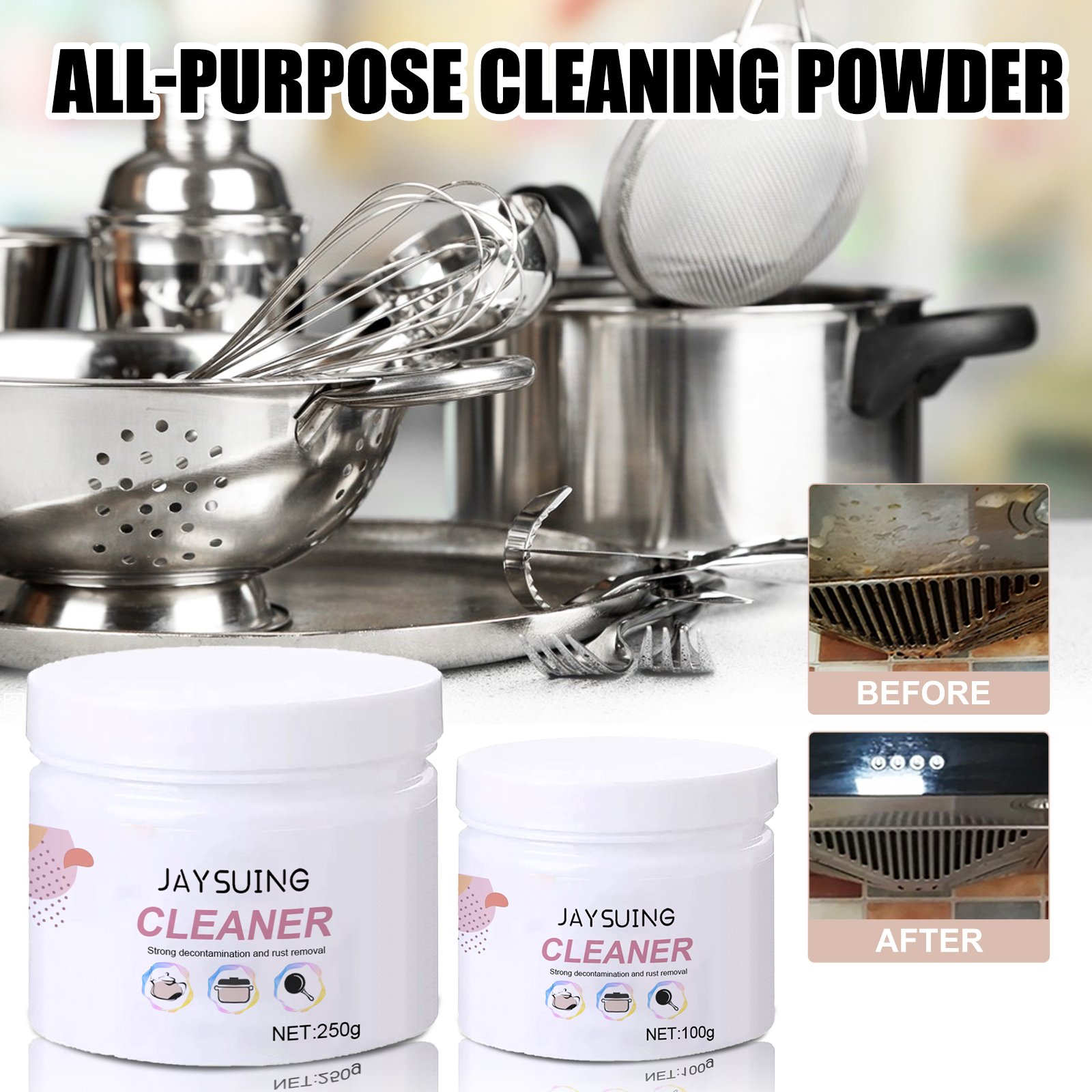 Jaysuing OEM&ODM Kitchen Cleaning Products Multipurpose Rust Remover Strong Cleaning Oil Cleaning Powder