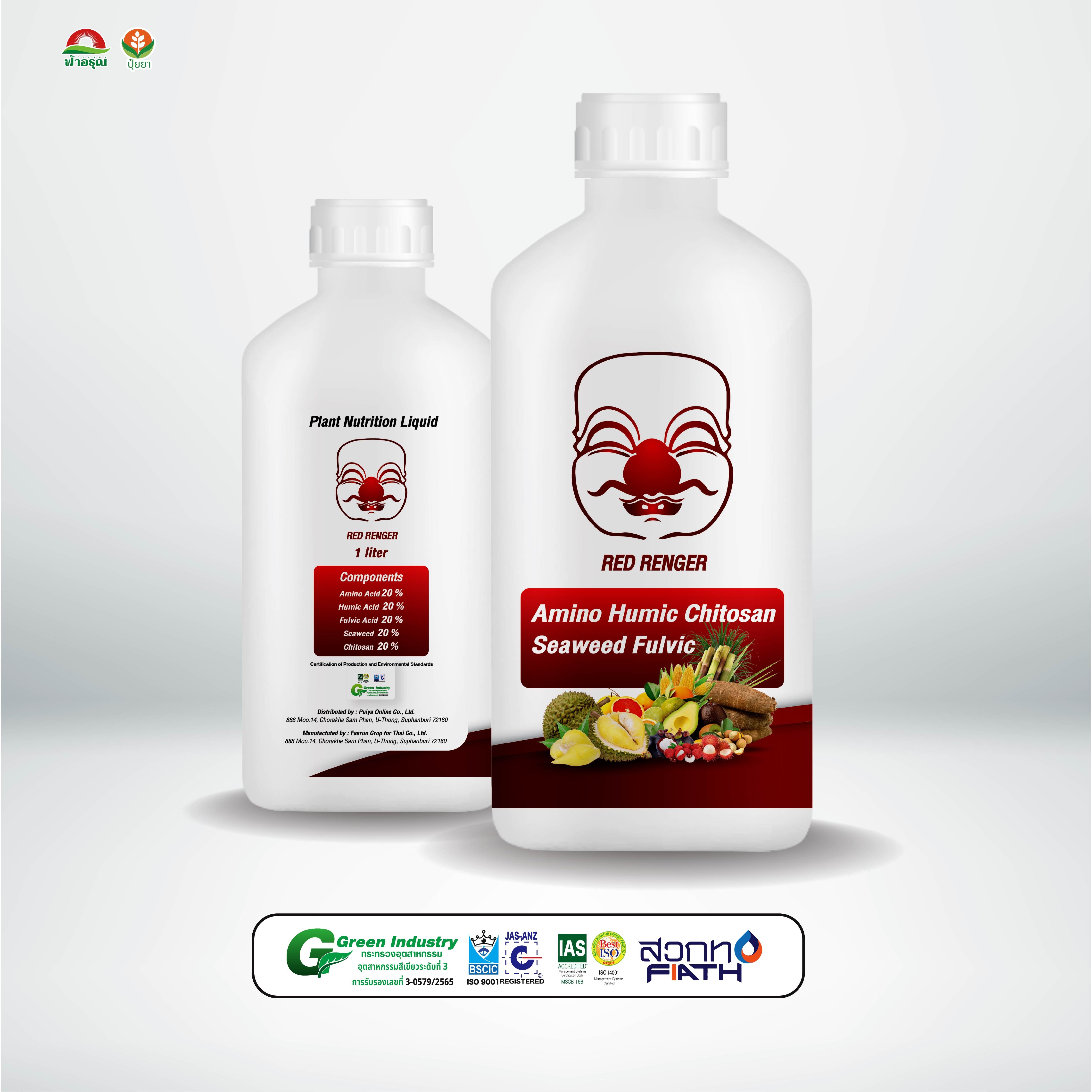 RED RENGER Liquid Amino Humic Fulvic Seaweed Chitrosan Fertilizer for Soil Nutrition in Agriculture Thailand