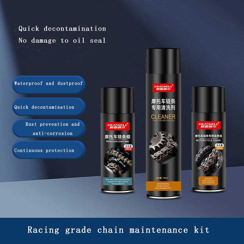 Motorcycle Chain Wash & Care Kit Quick Grease Oil Rust Stain Removal Cleaning Spray Aerosol Car Care Equipment