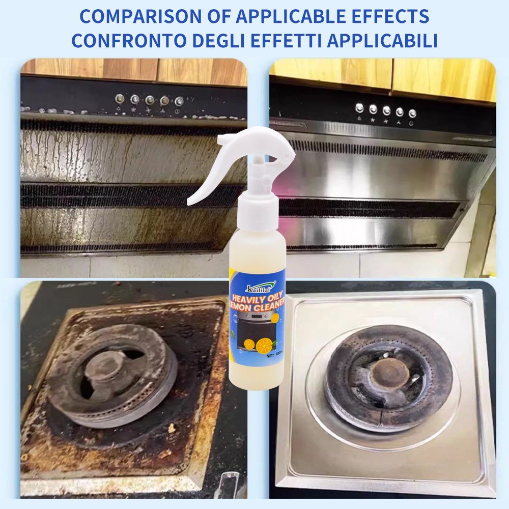 Heavy Duty Kitchen Oil Stain Cleaner Spray Grease Gas Cooker Pots Cleaner Effective Sink Surfaces Detergent Grease Removal