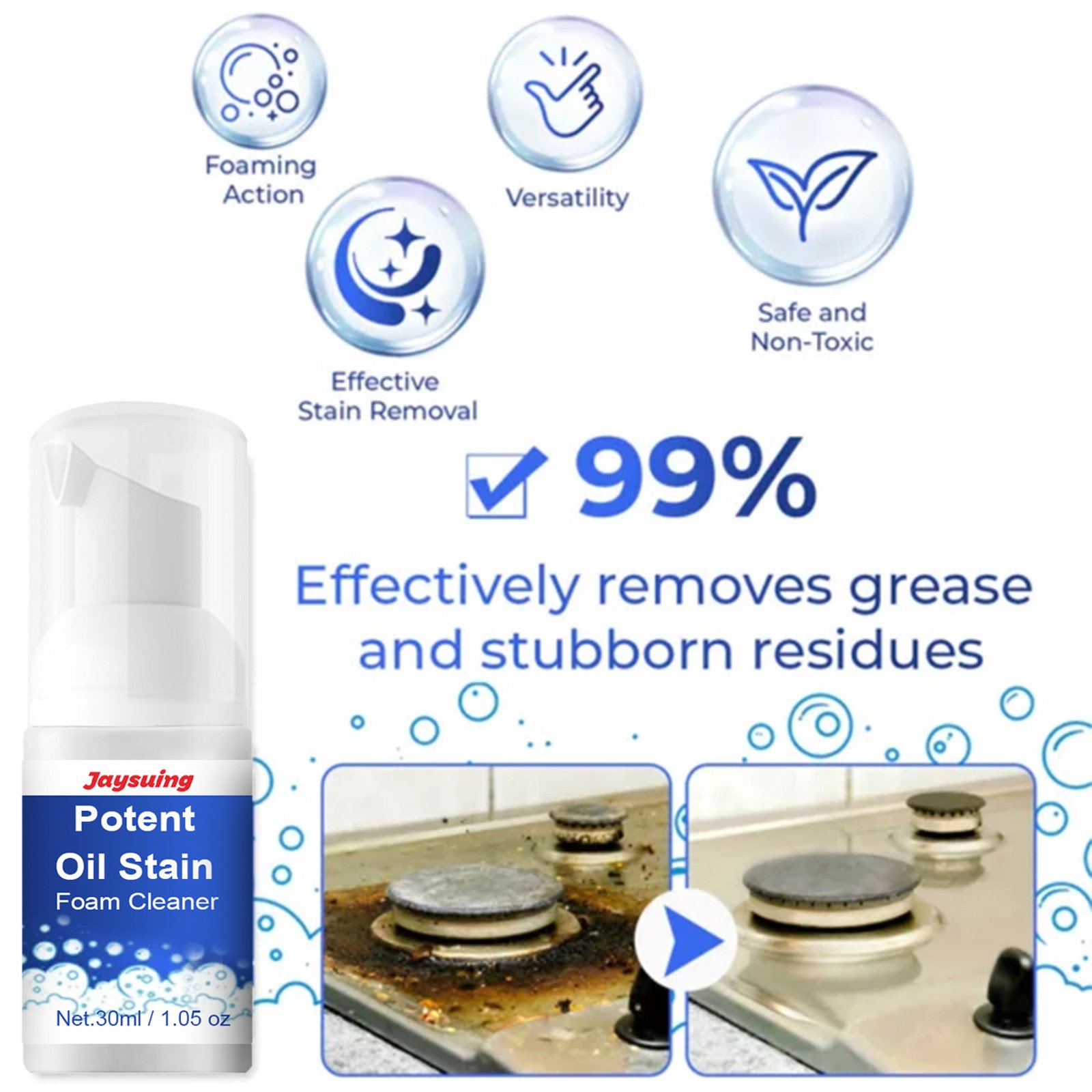 Hot Selling Jaysuing Potent Oil Stain Foam Cleaner All Purpose Cleaner Kitchen Cleaning Spray