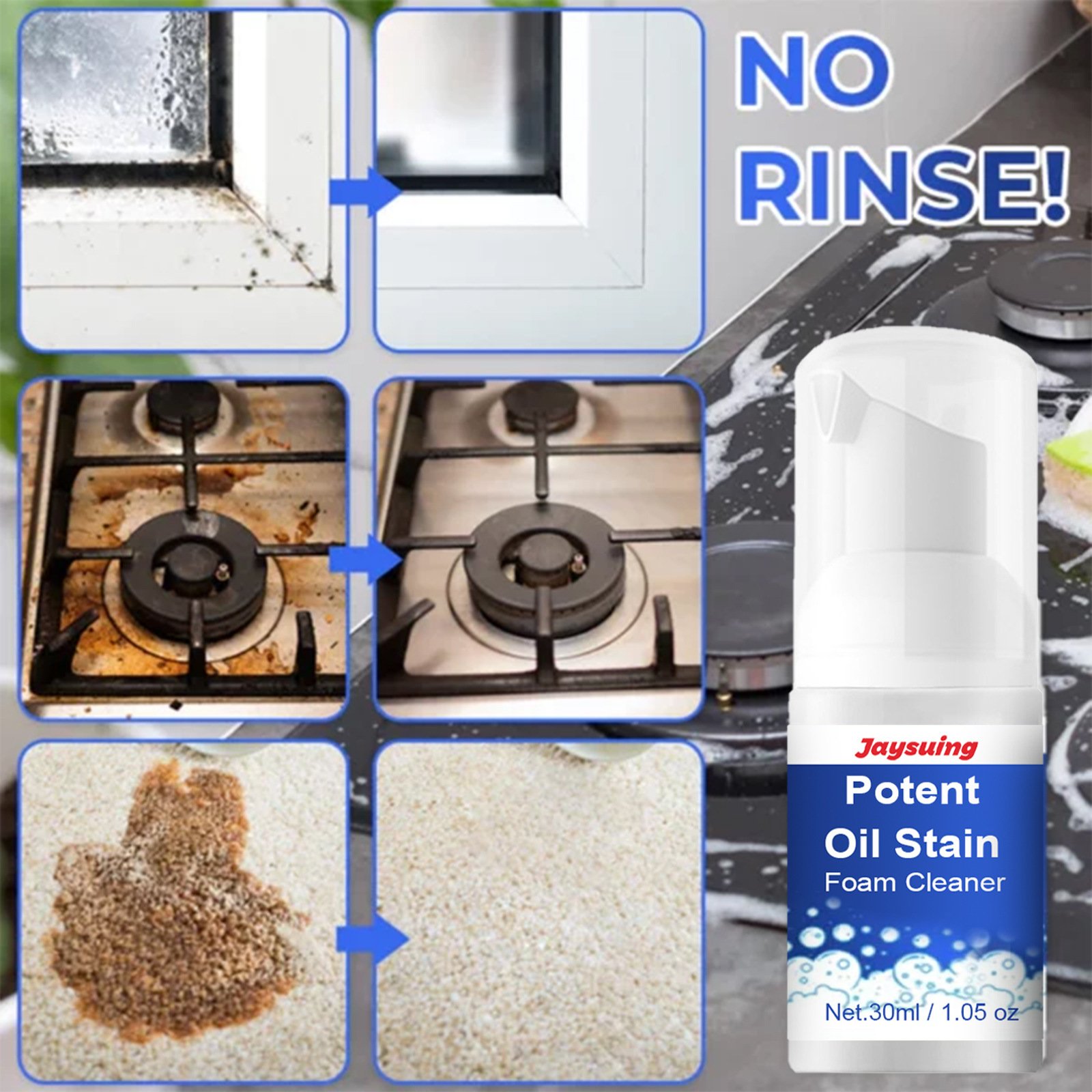 Hot Selling Jaysuing Potent Oil Stain Foam Cleaner All Purpose Cleaner Kitchen Cleaning Spray