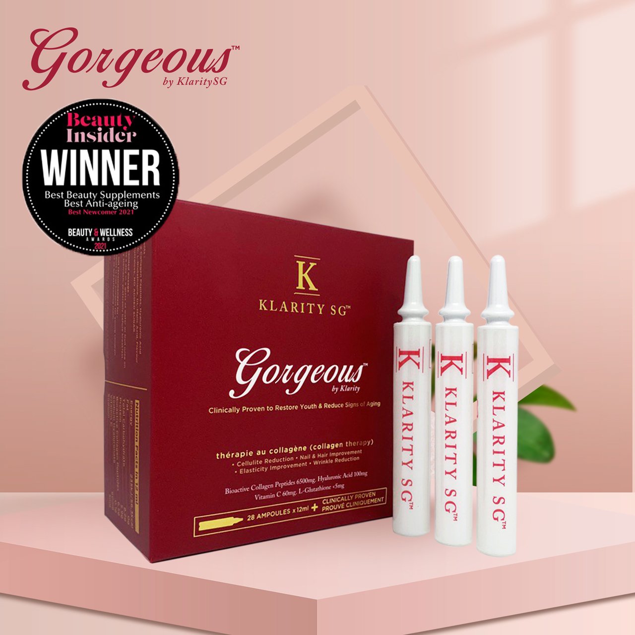 Gorgeous KlaritySG™ Anti-Wrinkle Hydrolyzed Collagen Peptides 99% Absorption Smoother Younger-Looking Skin Organic Intermediate