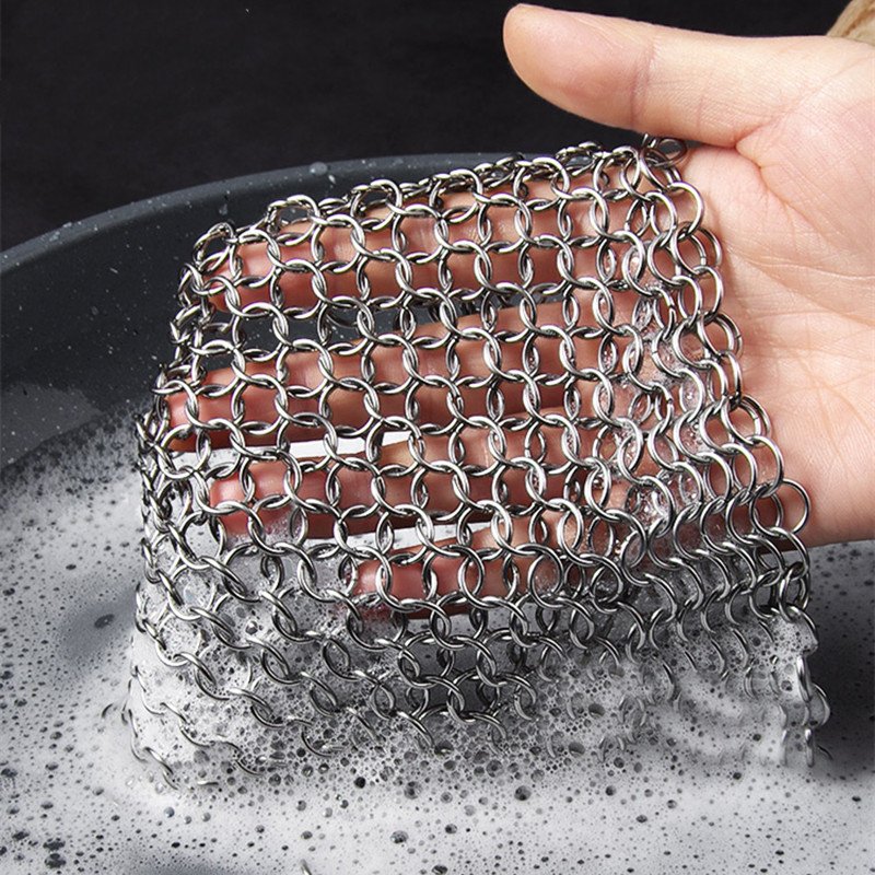 Cast Iron Cleaner Kitchen Rust Pot Pans Cleaning Scrubber Steel Rust Remover Scraper Brush Kit Metal Cleaning Brush