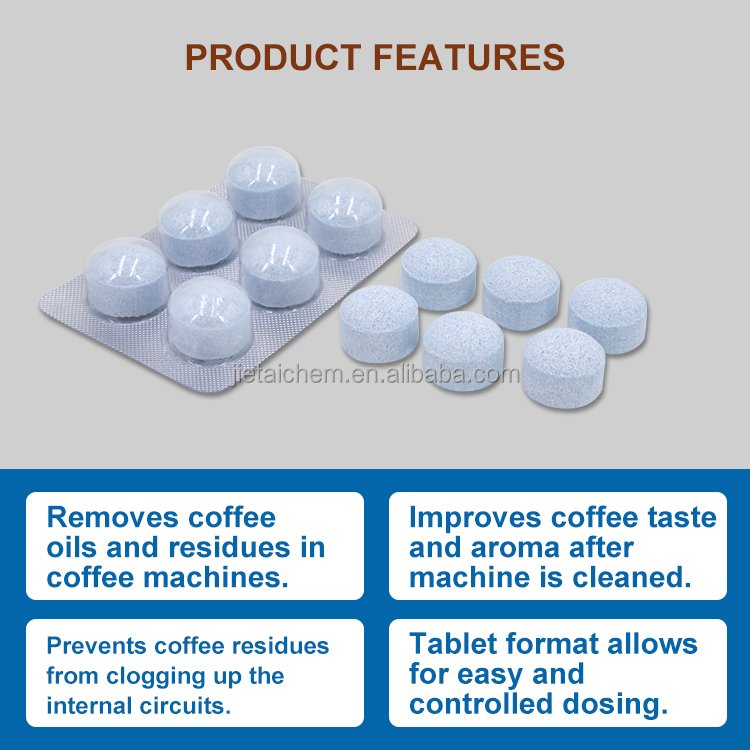 Cleaning agent removes oil stains, coffee machine cleaning tablets