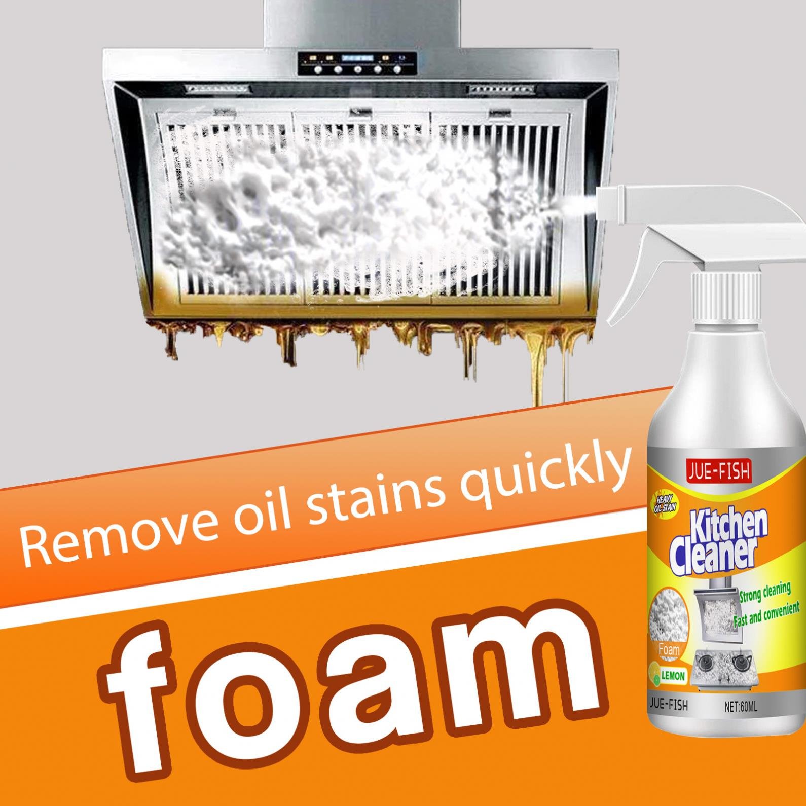 Jue Fish Household Kitchen Foam Cleaner Range Hood Oil Stain Net Weight Oil Stain Foam Cleaner Spray