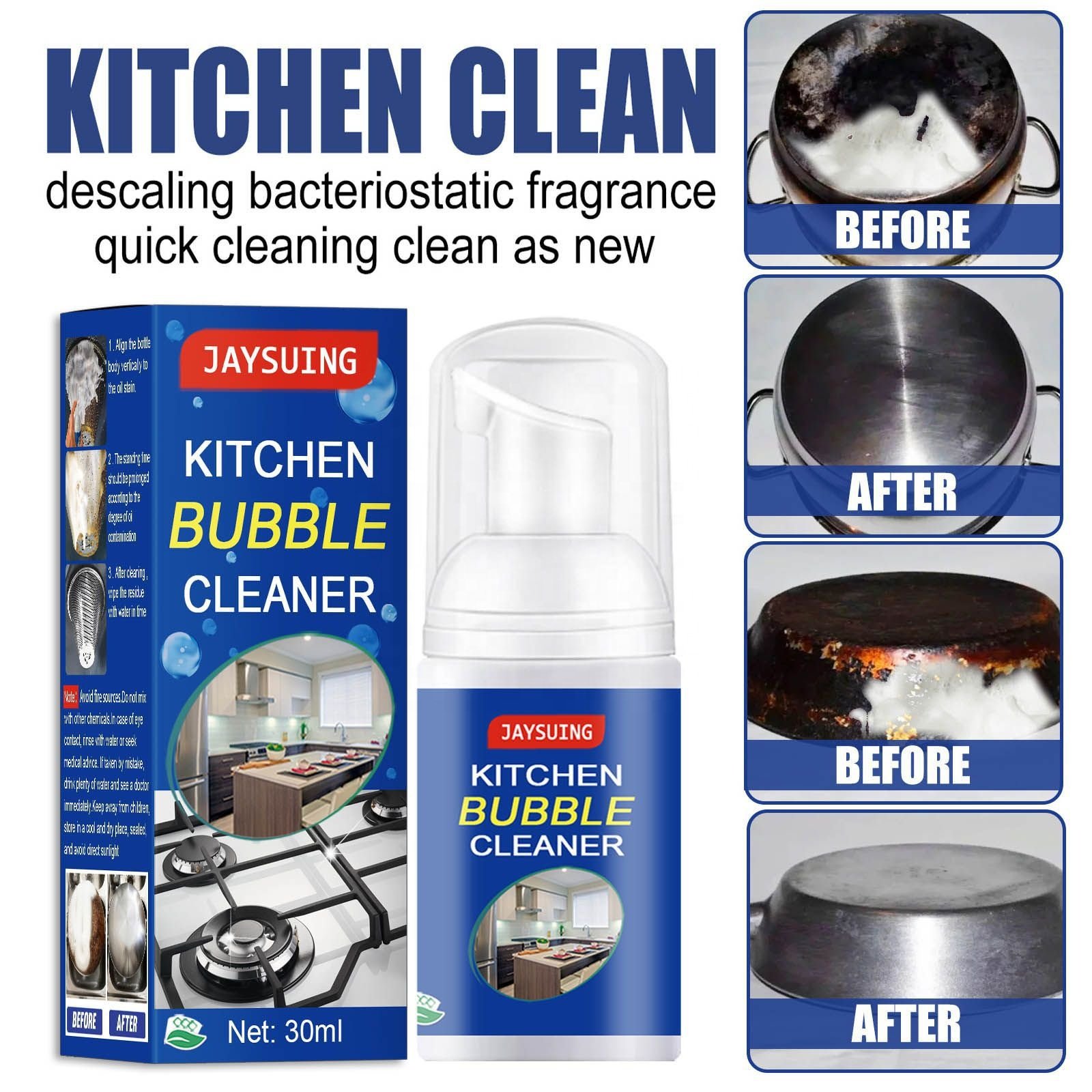Kitchen Grease Cleaner Rust/Stain Remover Degreaser Easy Cleaning Spray Foam Cleaner Bathroom Cleaning Products 30ml