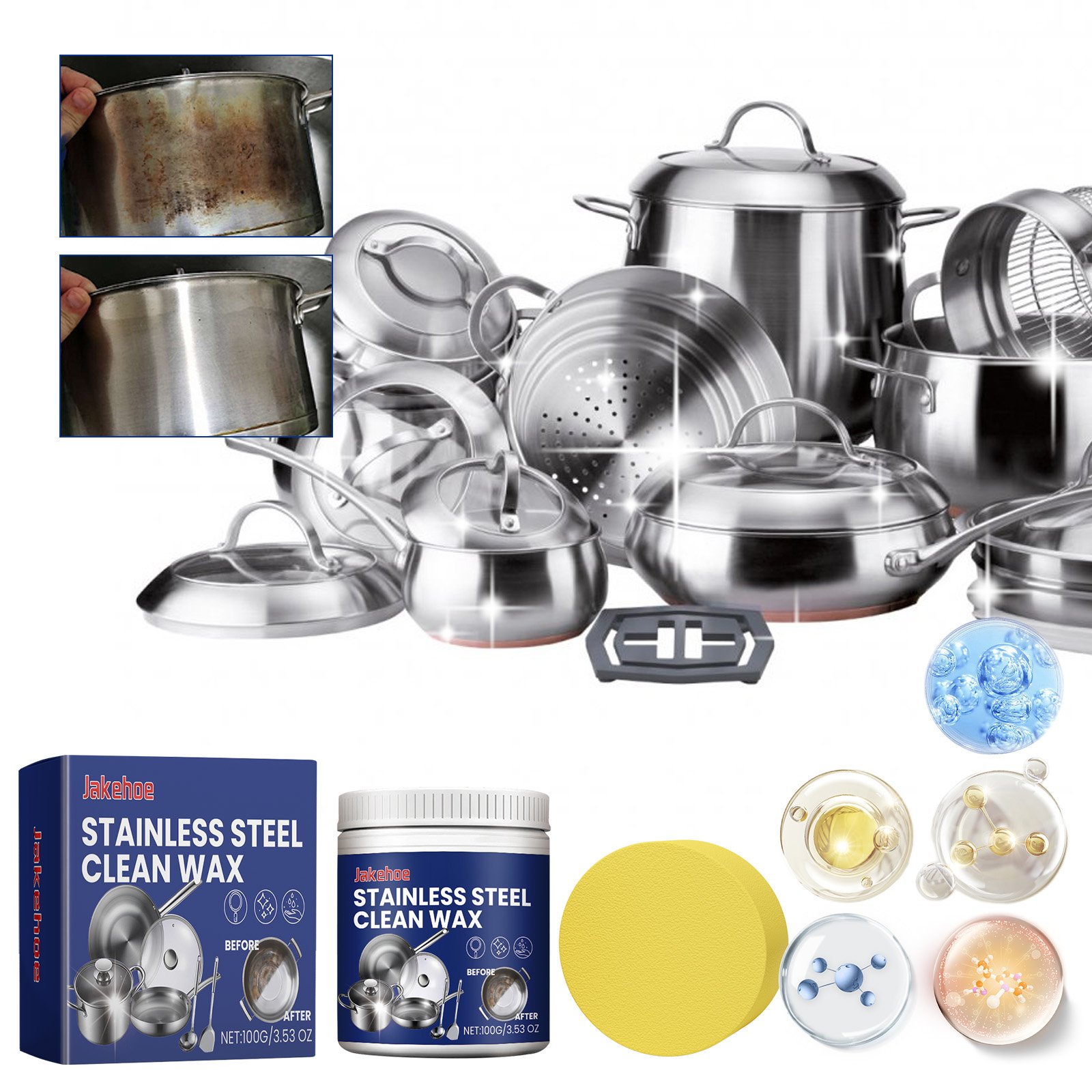 Private label Metal polishing wax Household kitchen range hood pot cleaning rust removal oil stain polishing cleaner