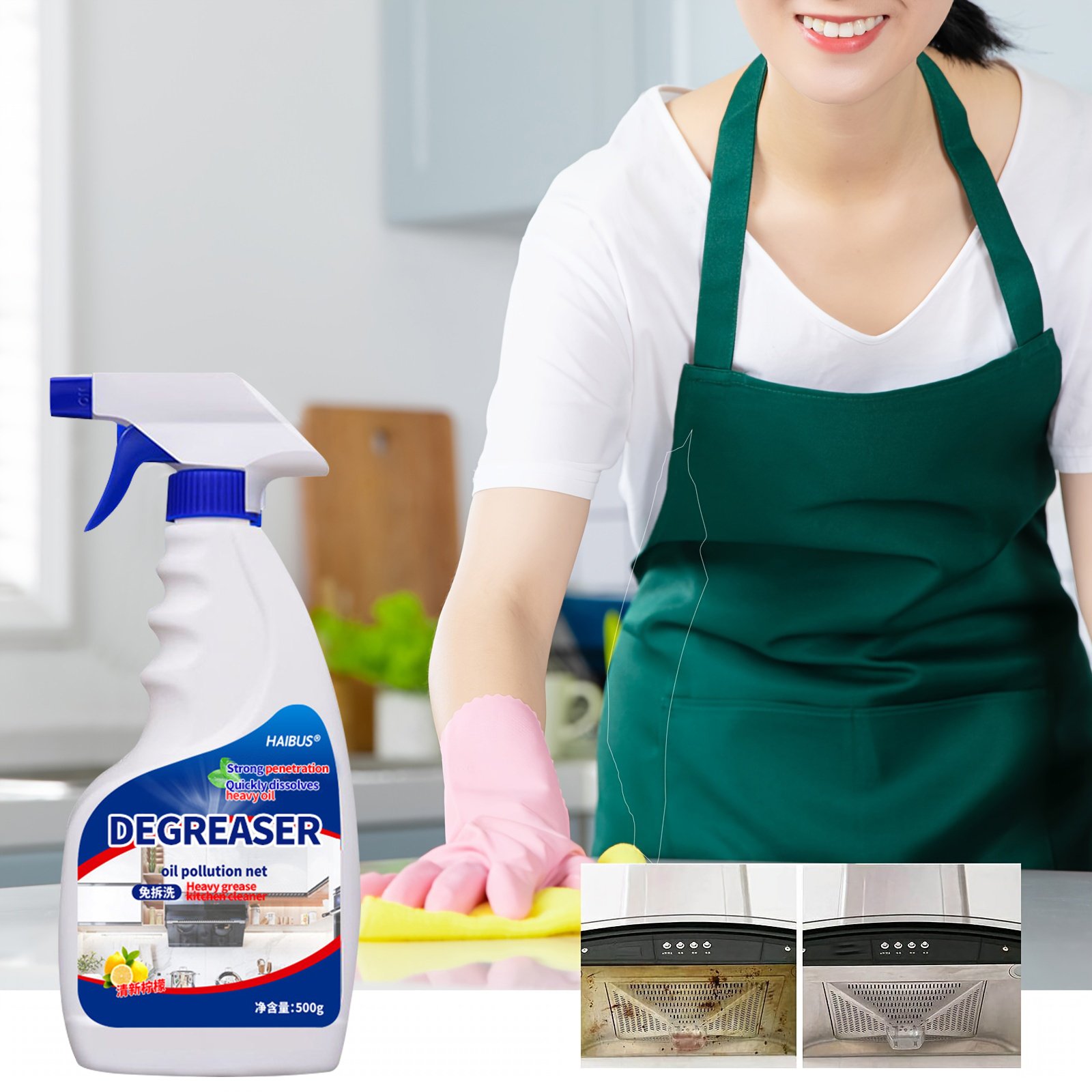 powerful degreasing foam rich grease cleaner suitable for wide range of kitchen appliances