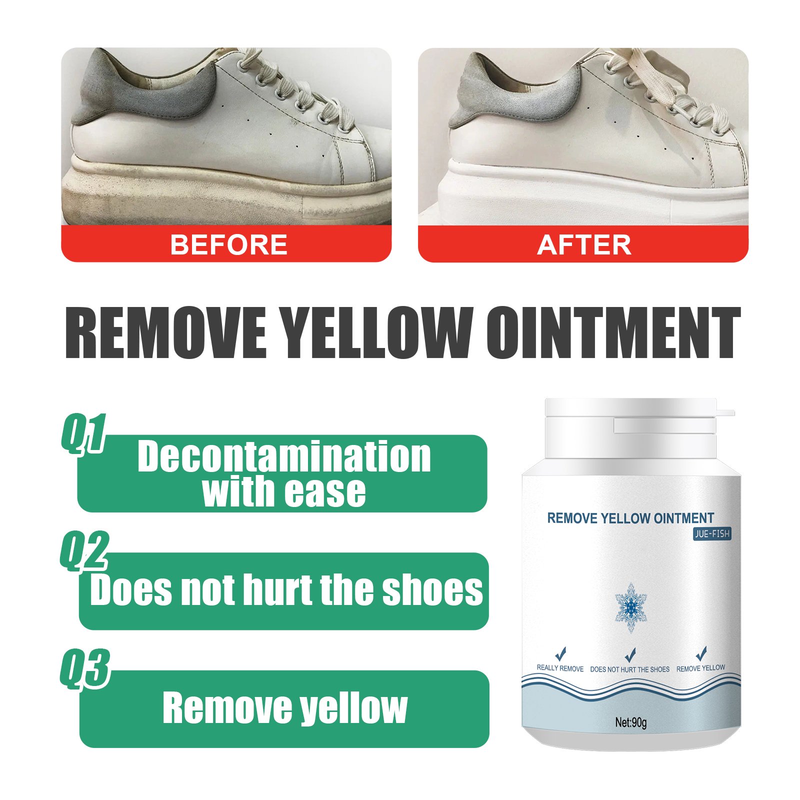 Jue-fish Sport Shoe Cleaner Remove Yellow Shoes Cleaner Set Sustainable Gentle Cleaning Products For Shoes