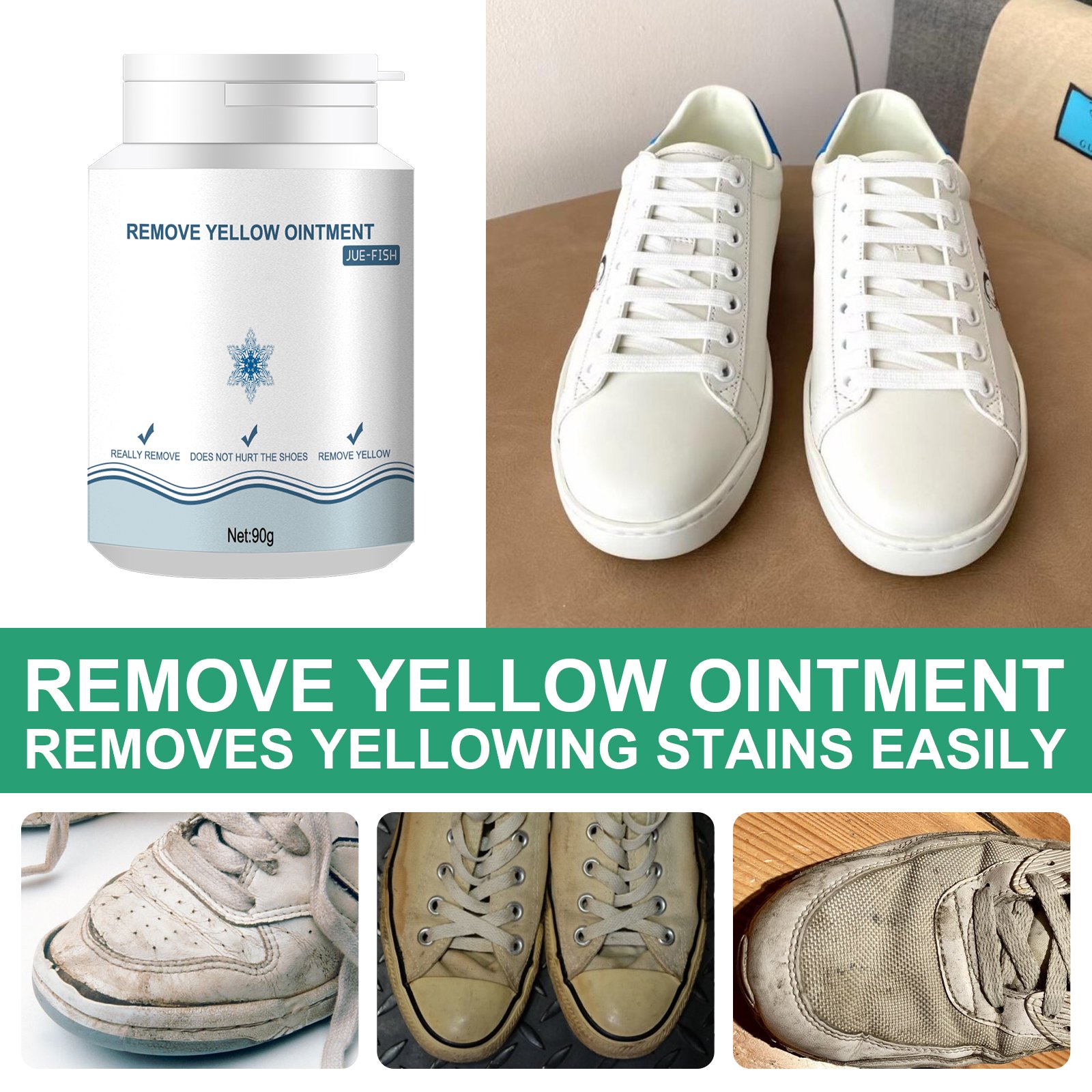 Jue-fish Sport Shoe Cleaner Remove Yellow Shoes Cleaner Set Sustainable Gentle Cleaning Products For Shoes