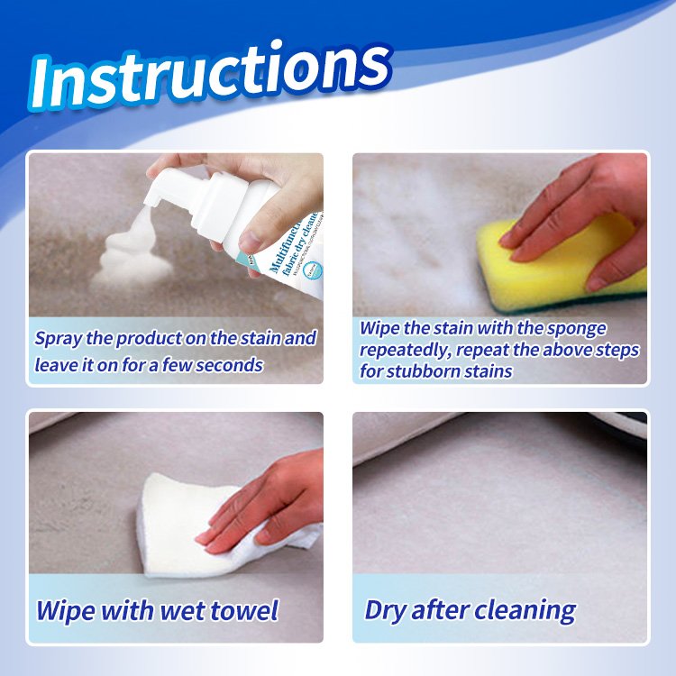 Oem Label Fabric Cleaner Non-washable Sofa Carpet Dry Cleaning Agent Natural Formula Laundry Spot Off Stain Remover Spray