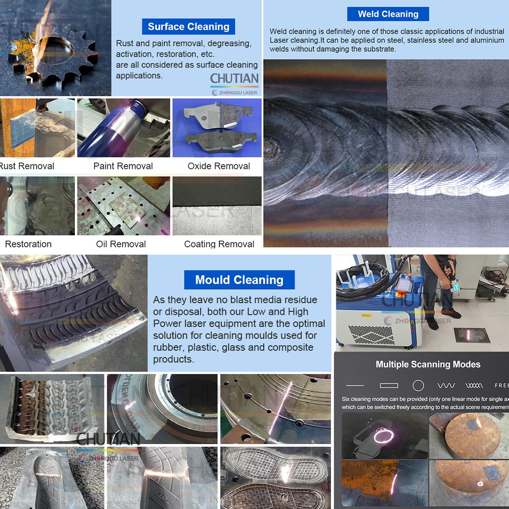 1000w 1500w 2000w 3000w Laser Cleaning Metal Rust Removal Cleaner Machine