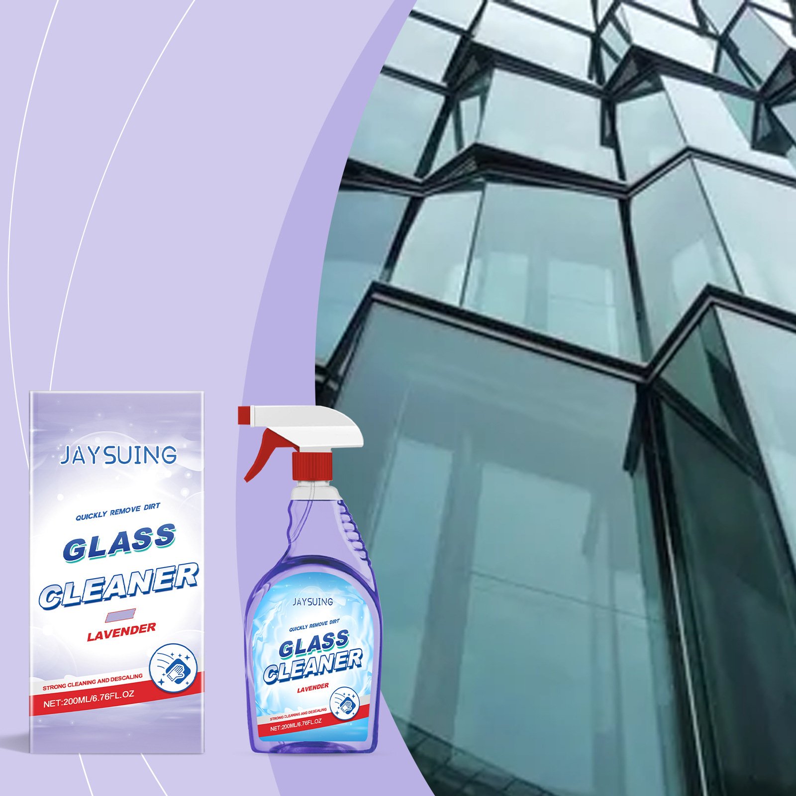 Hot selling mild safe refreshing residue free deep cleaning stain oil stain multifunctional lavender flavored glass cleaner