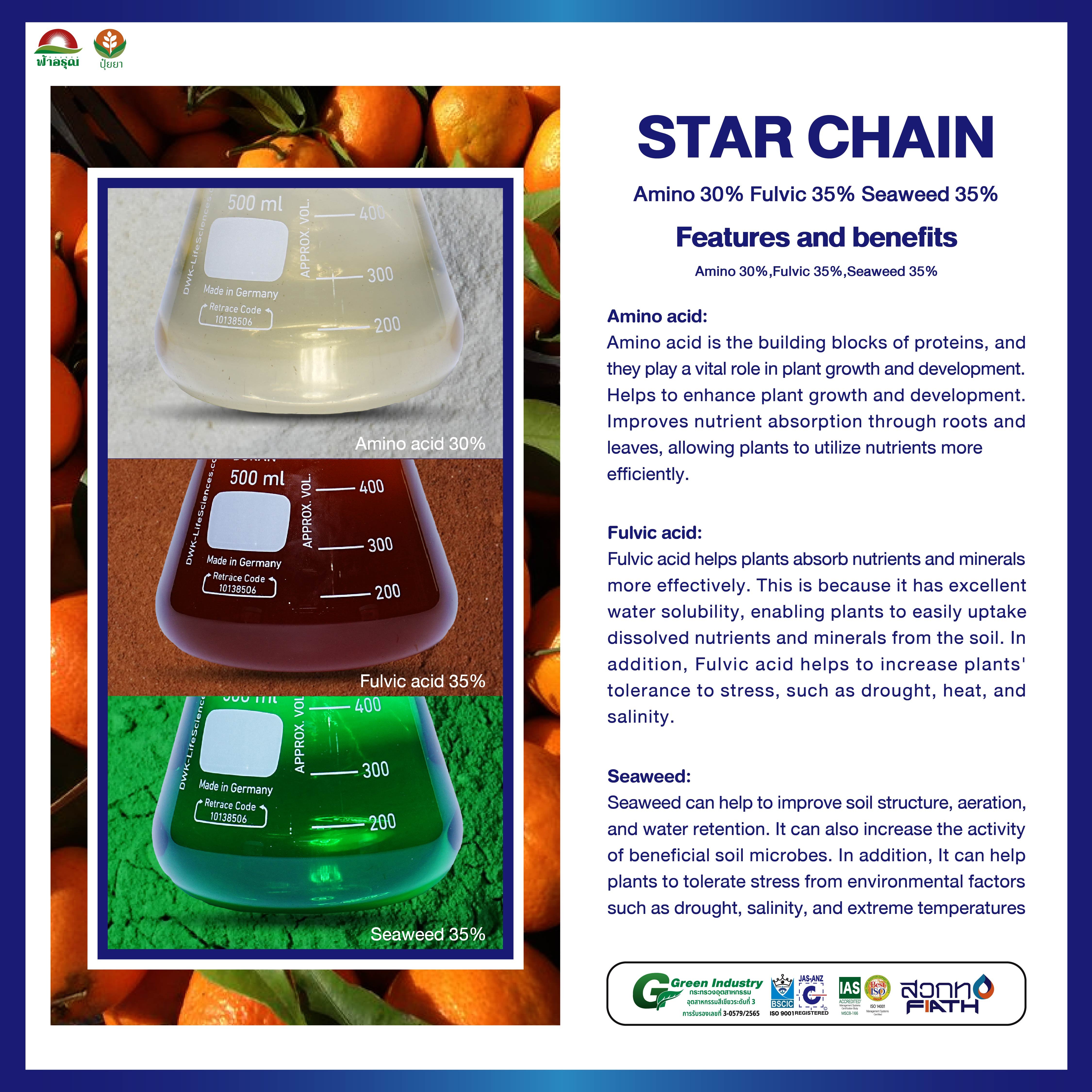 STAR CHAIN Organic Liquid Fertilizer Plant Nutrition Amino Fulvic Seaweed for Agriculture Kumquat in Thailand