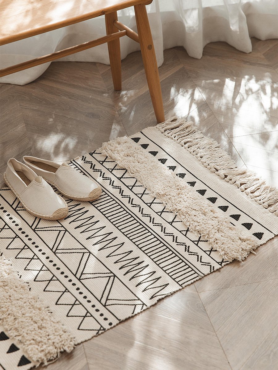 Nordic Rugs Bedroom Floor Mat Ins Geometric Plush Living Room Blanket Morocco Carpet