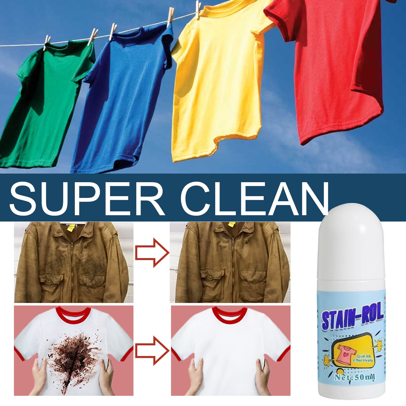 OEM Portable Clothes Stain Removal Strong Cleaning Multi-purpose Oil Stain Remover Roller-ball Cleaner For White T-Shirt Shoes