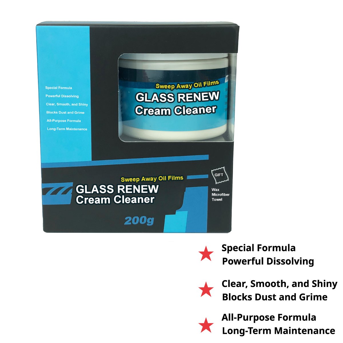 200g Glass Scrub Cream Car Polish Cleaner Quick Remove Grease and Oil Film