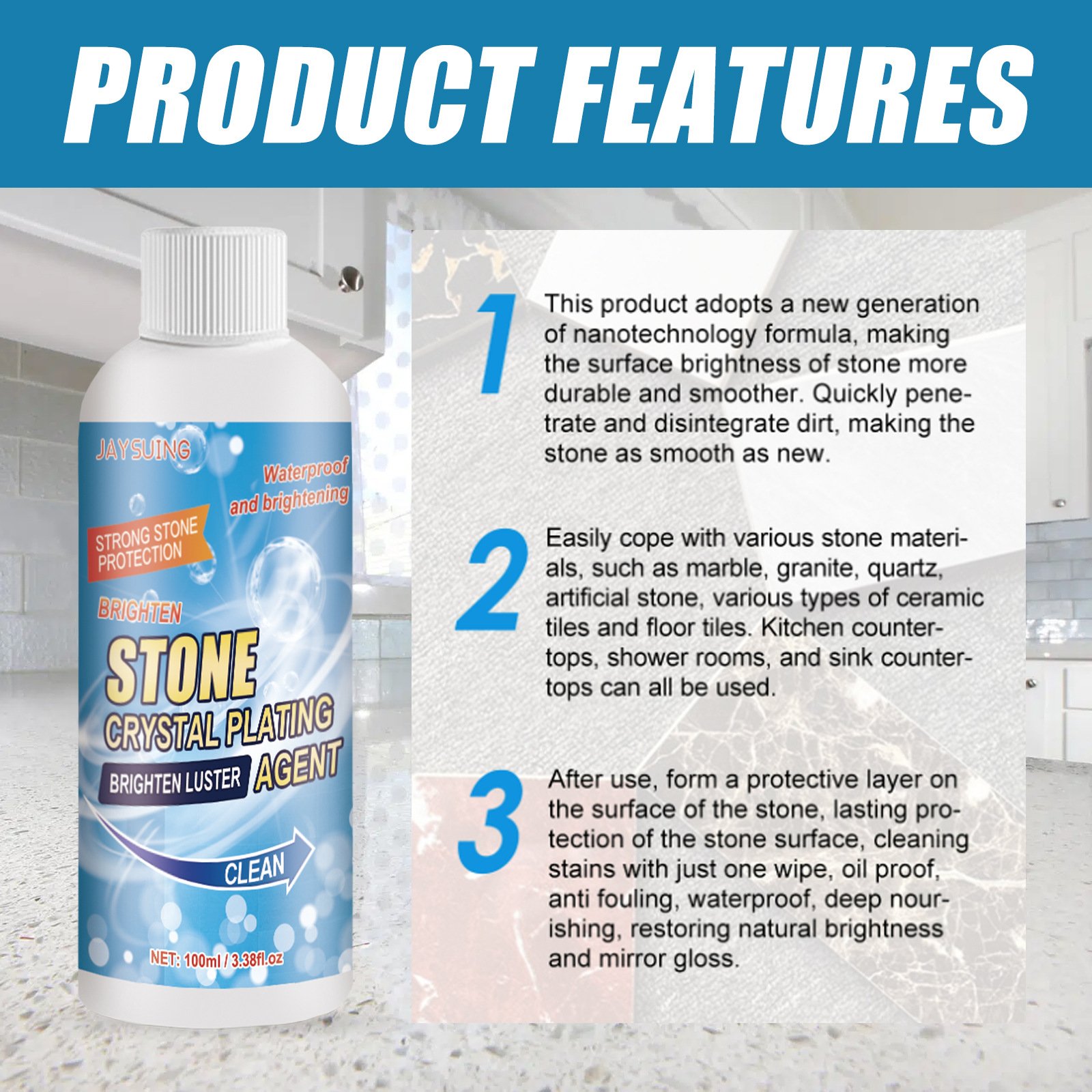 Jaysuing Wholesale Removing Brightening Floor Cleaner Stone Crystal Plating Agent