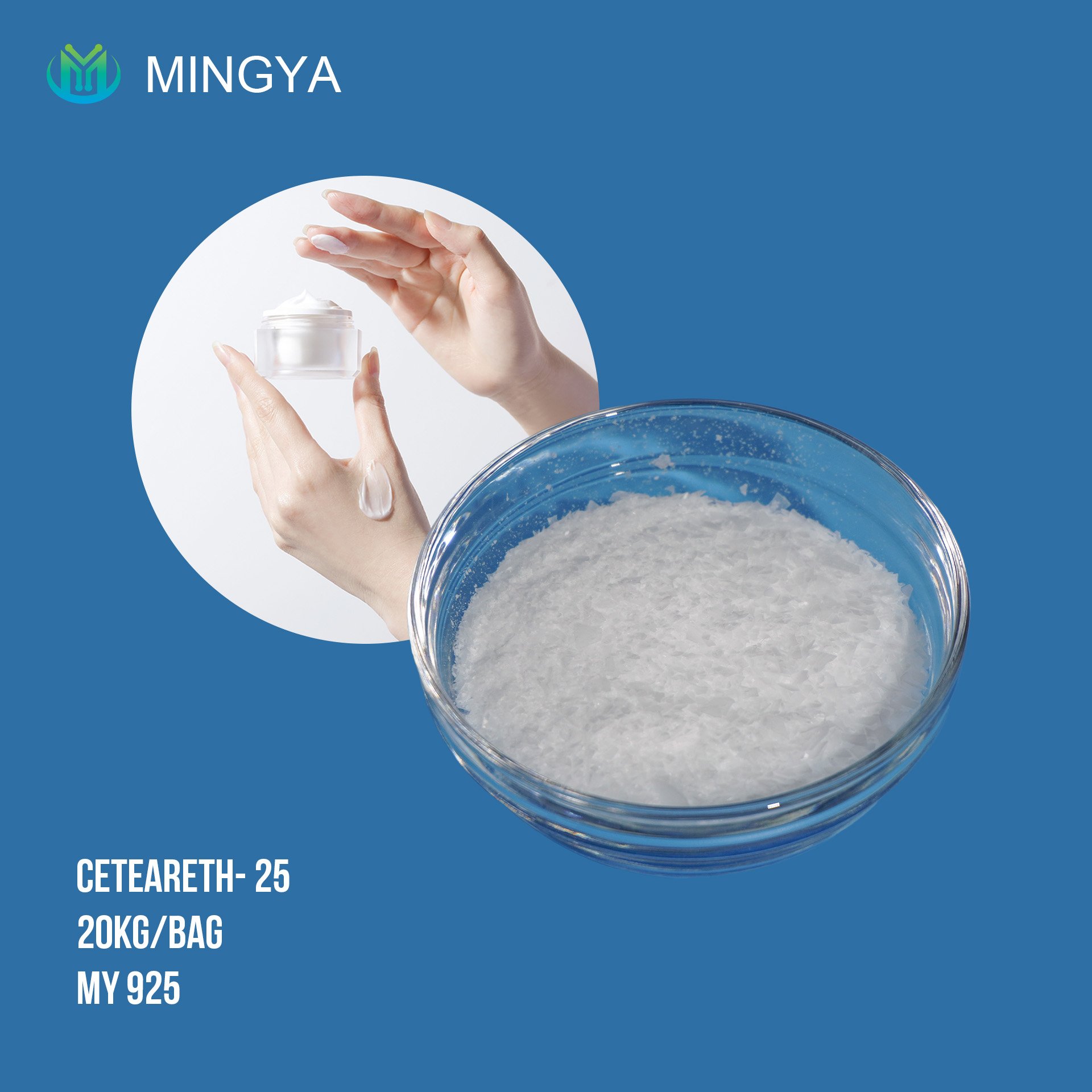 Mingya Cosmetic Raw Materials Cheap Price Oil-in-water Emulsifier Ceteareth 25 And Stearyl Alcohol White Waxy Daily Chemicals