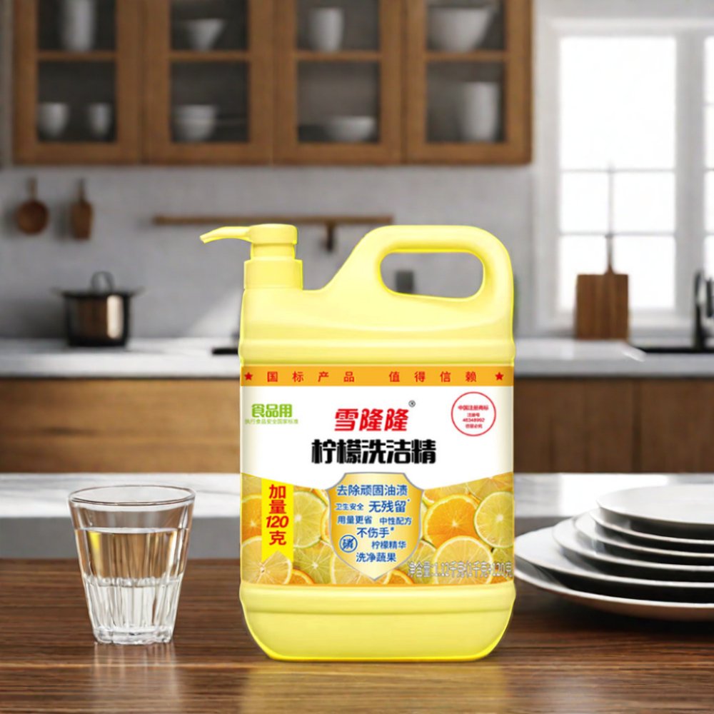 OEM High-Efficient 1L Lemon Scent Dishwashing Liquid High-Concentrated Grease Oil Remover Good Quality Kitchen Dish Soap Liquid