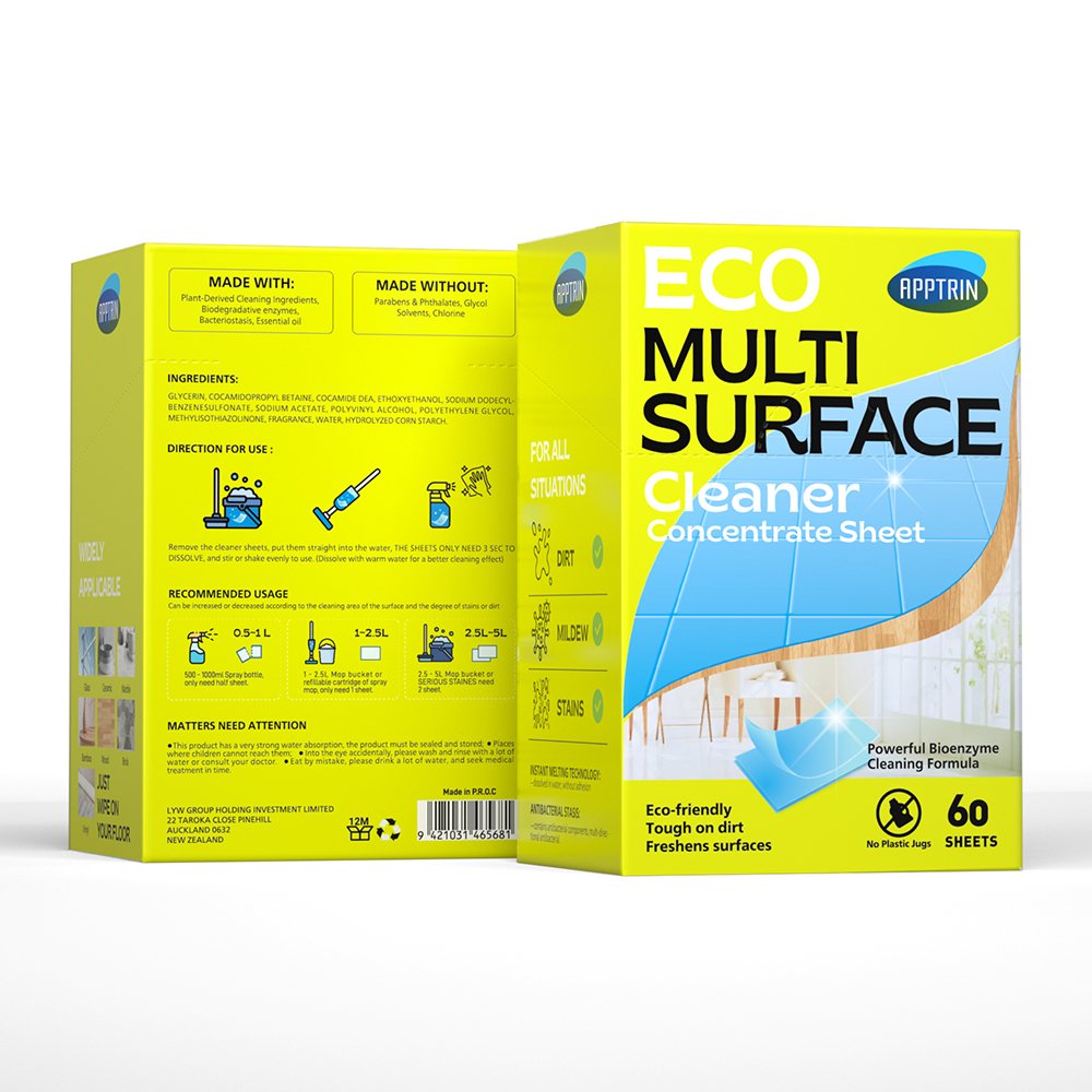 OEM APPTRIN Eco Friendly Natural All-In-One Multi Purpose Multi-Surface Cleaner sheets Foam Spray Multi-Purpose Cleaners Sheet