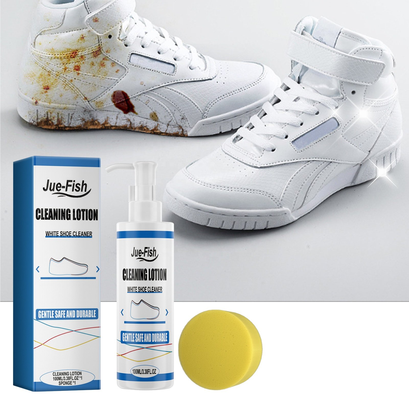 Jue-Fish Powerful Multi-Purpose Stain Remover White Sneakers Cleaning Detergent Wipes Cream Foam White Shoes Cleaner