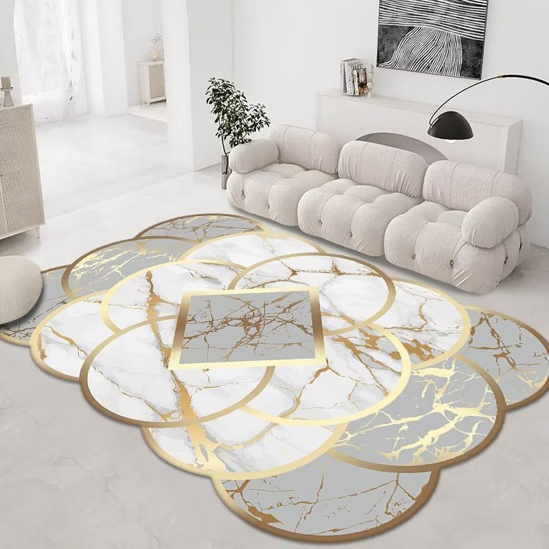 Home Washable Golden Diamond Plush Area Rugs Living Room Carpet Irregular Mat Table Carpet