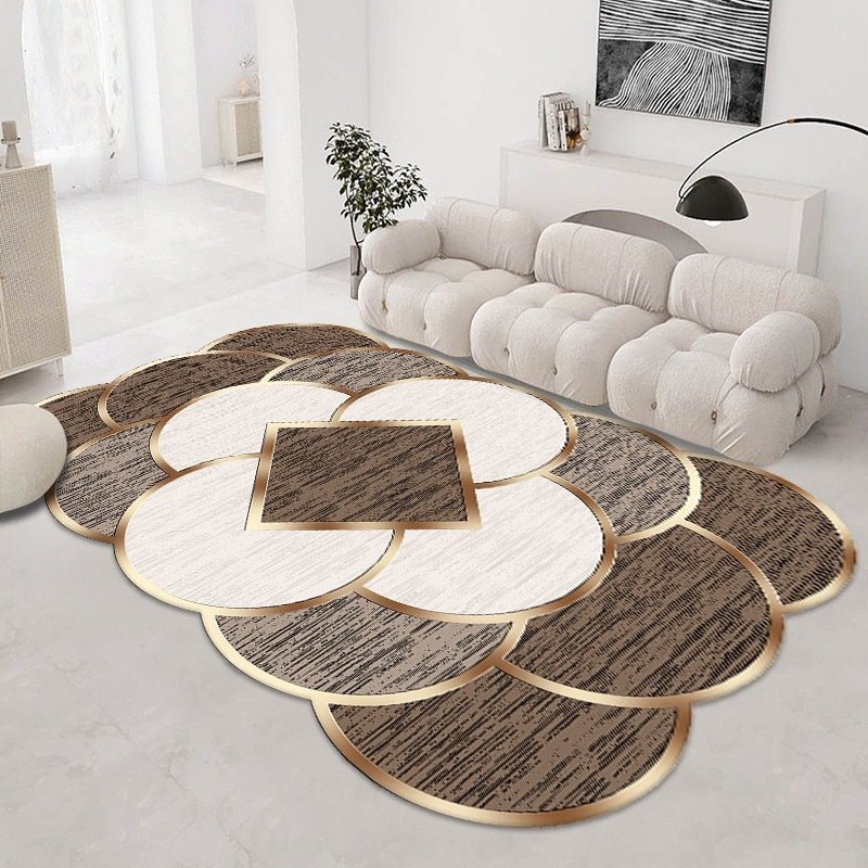 Home Washable Golden Diamond Plush Area Rugs Living Room Carpet Irregular Mat Table Carpet