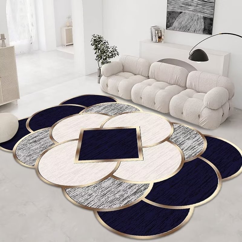 Home Washable Golden Diamond Plush Area Rugs Living Room Carpet Irregular Mat Table Carpet