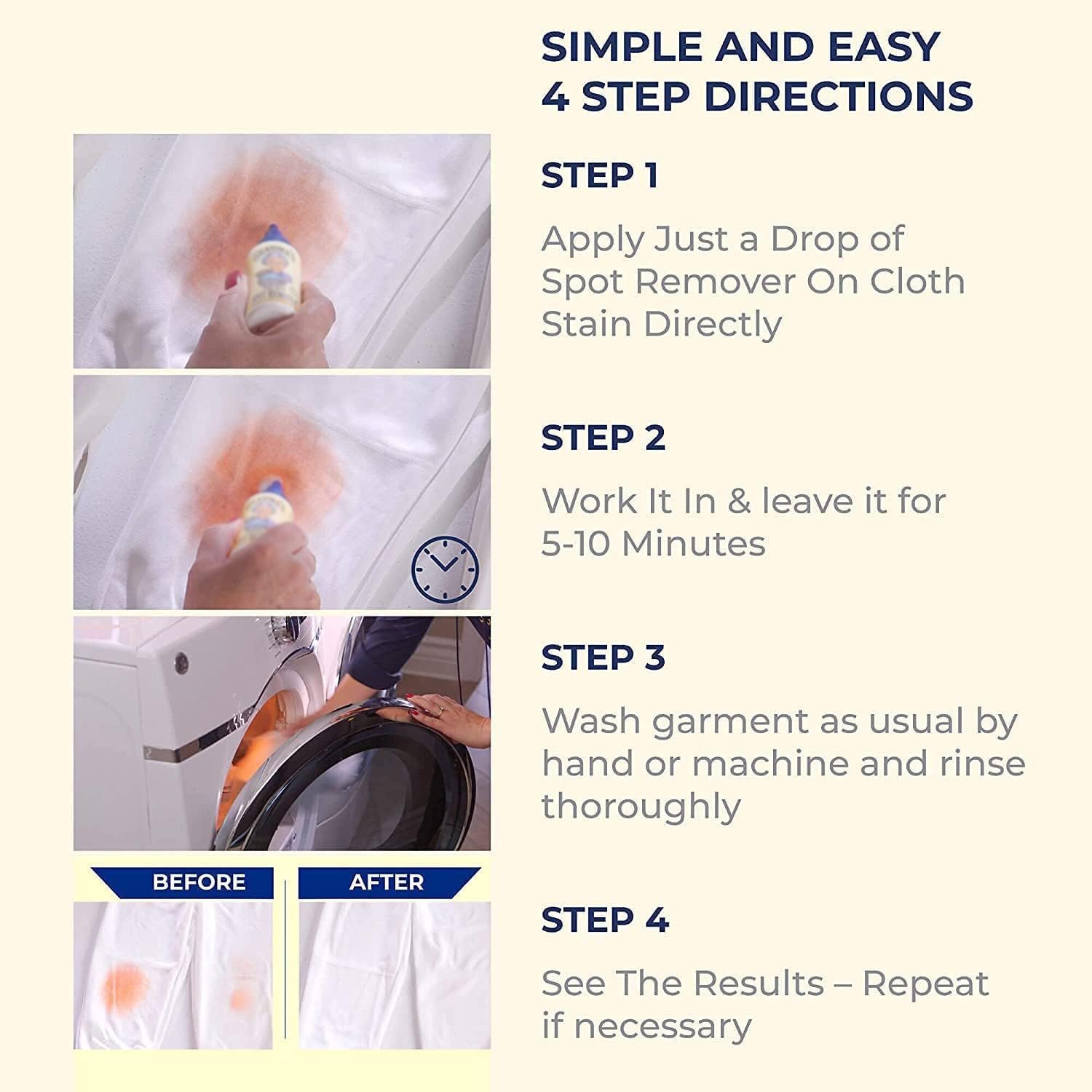 Bleach and Toxin Free Stain Remover for Clothes Fabric Stain Remover Removes Oil Paint Blood and Pet Stains