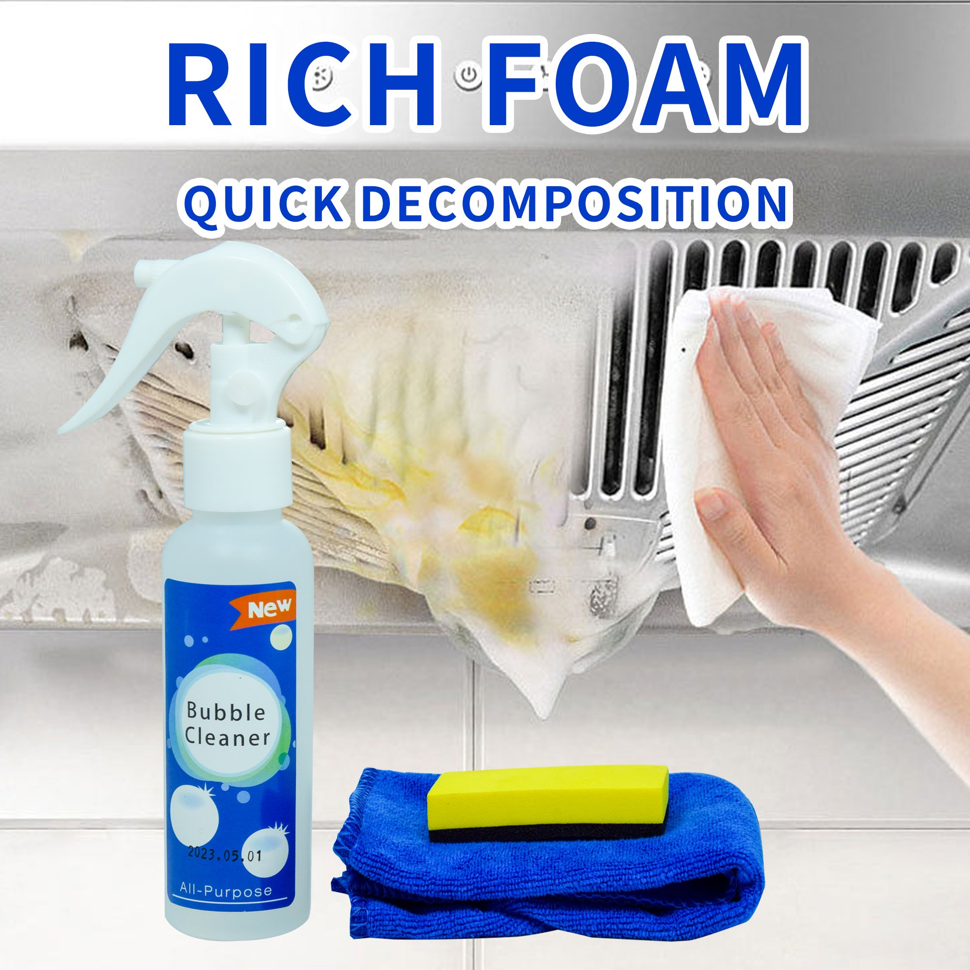 OEM Kitchen Bubble Cleaner Spray Set Hot Sale Fabric Dry Cleaning Liquid No-Rinse Household Stain Remover Oil Stain Cleaners