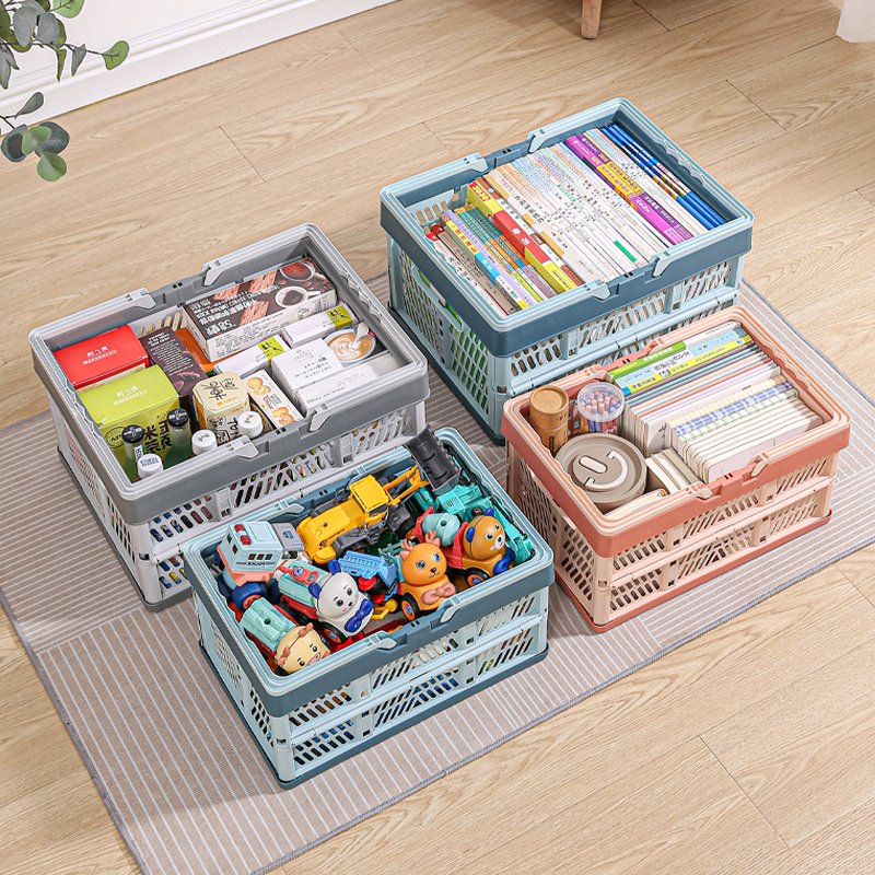 Wholesale Foldable Organization Storage Box Basket Stackable Multi-coor Collapsible Snack Toy Storage Basket