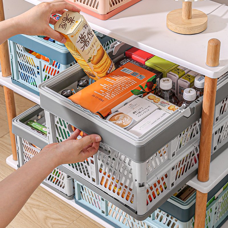 Wholesale Foldable Organization Storage Box Basket Stackable Multi-coor Collapsible Snack Toy Storage Basket
